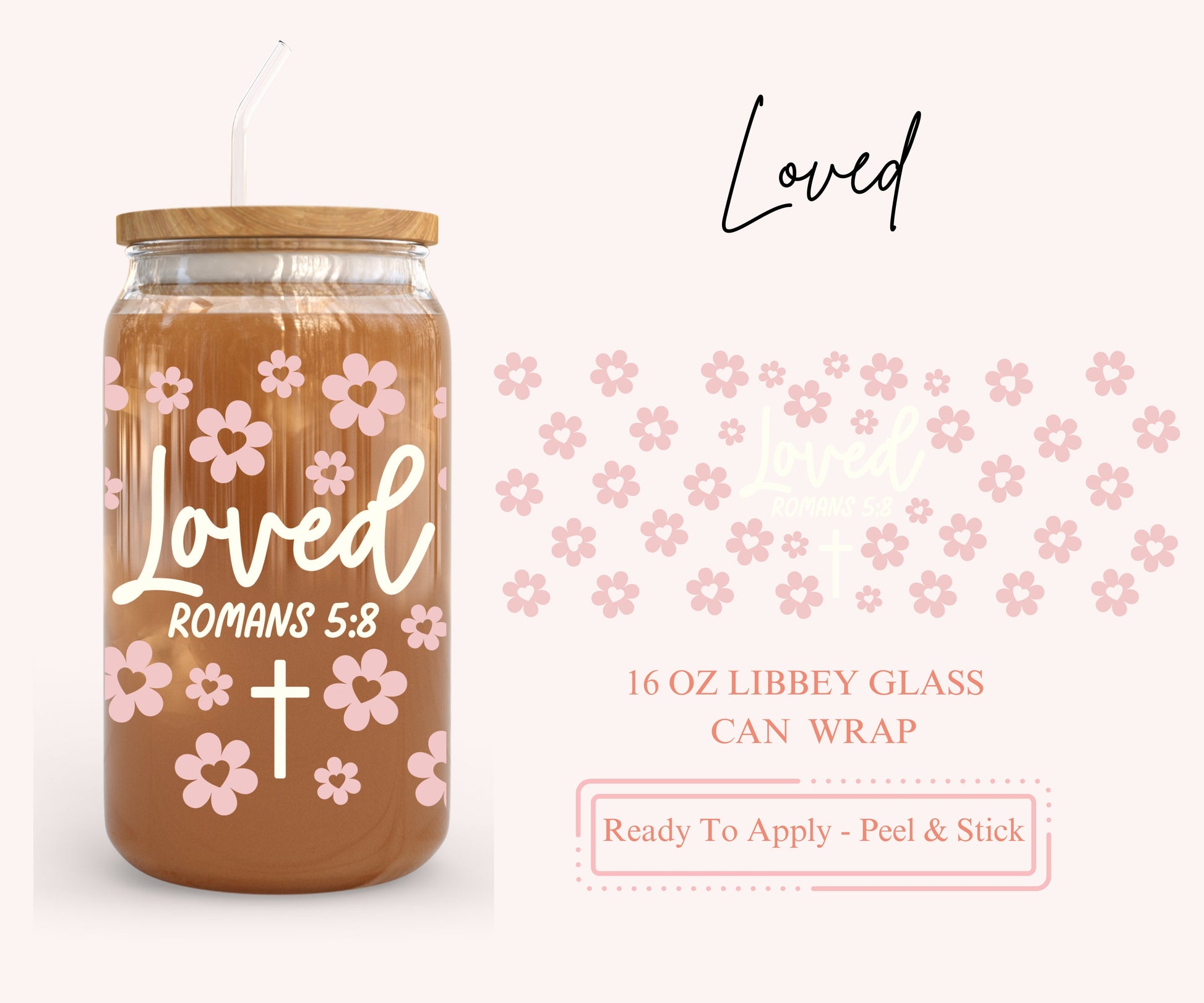 UV DTF Libbey Glass Can Wrap - Ready To Apply - Peel & Stick