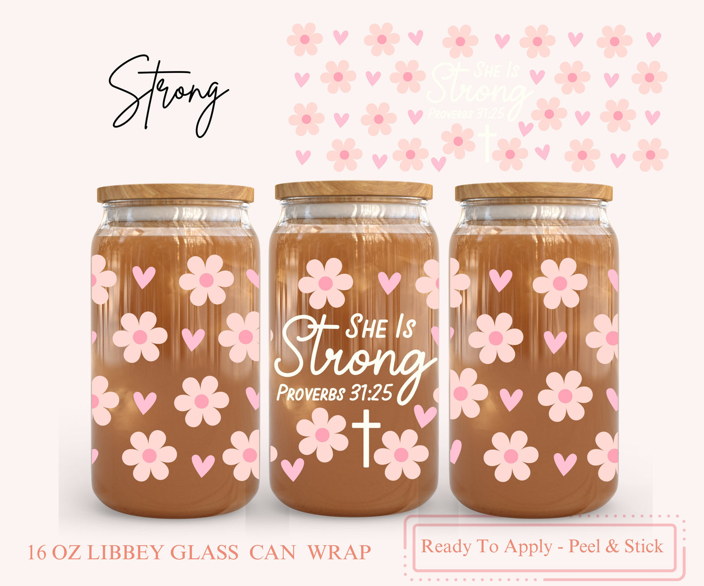 UV DTF Libbey Glass Can Wrap - Ready To Apply - Peel & Stick