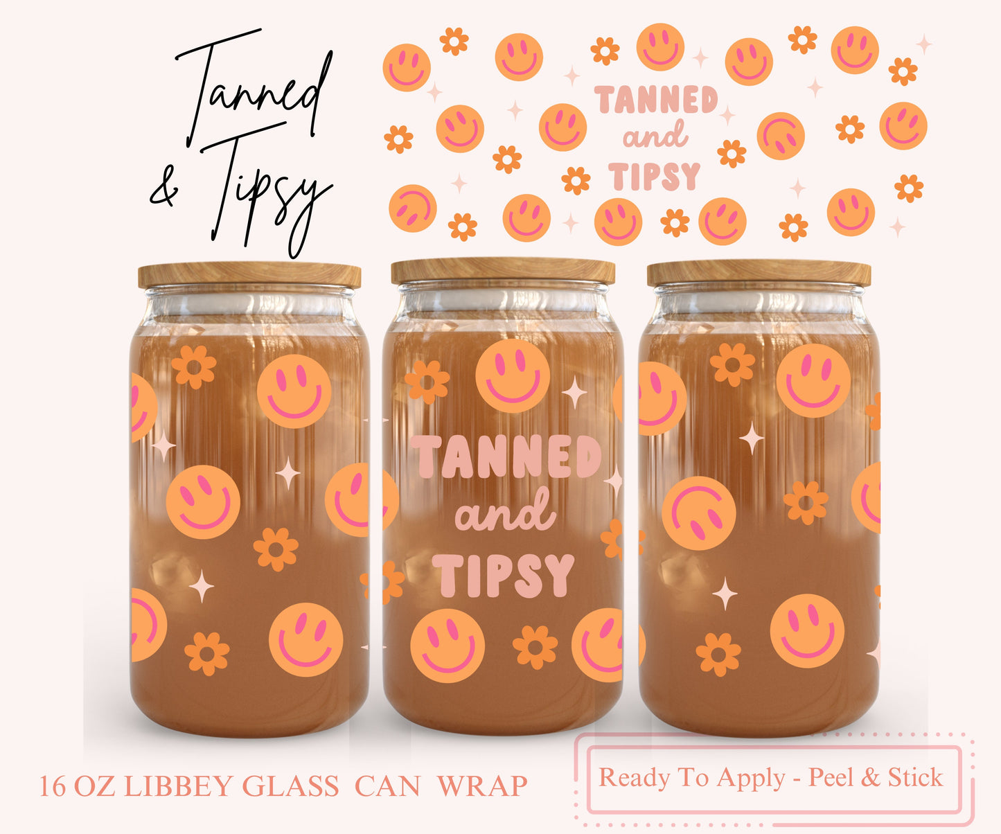 UV DTF Libbey Glass Can Wrap - Ready To Apply - Peel & Stick
