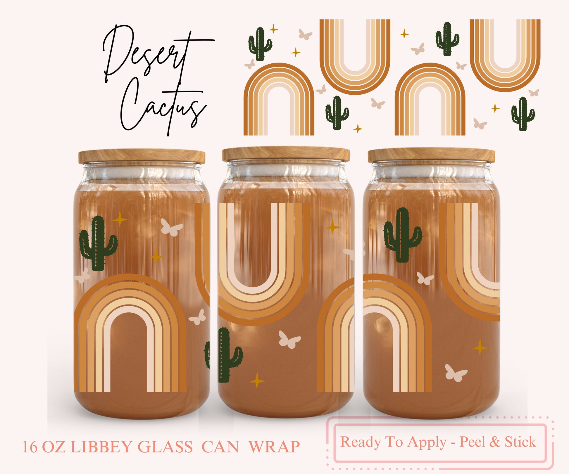 UV DTF Libbey Glass Can Wrap - Ready To Apply - Peel & Stick