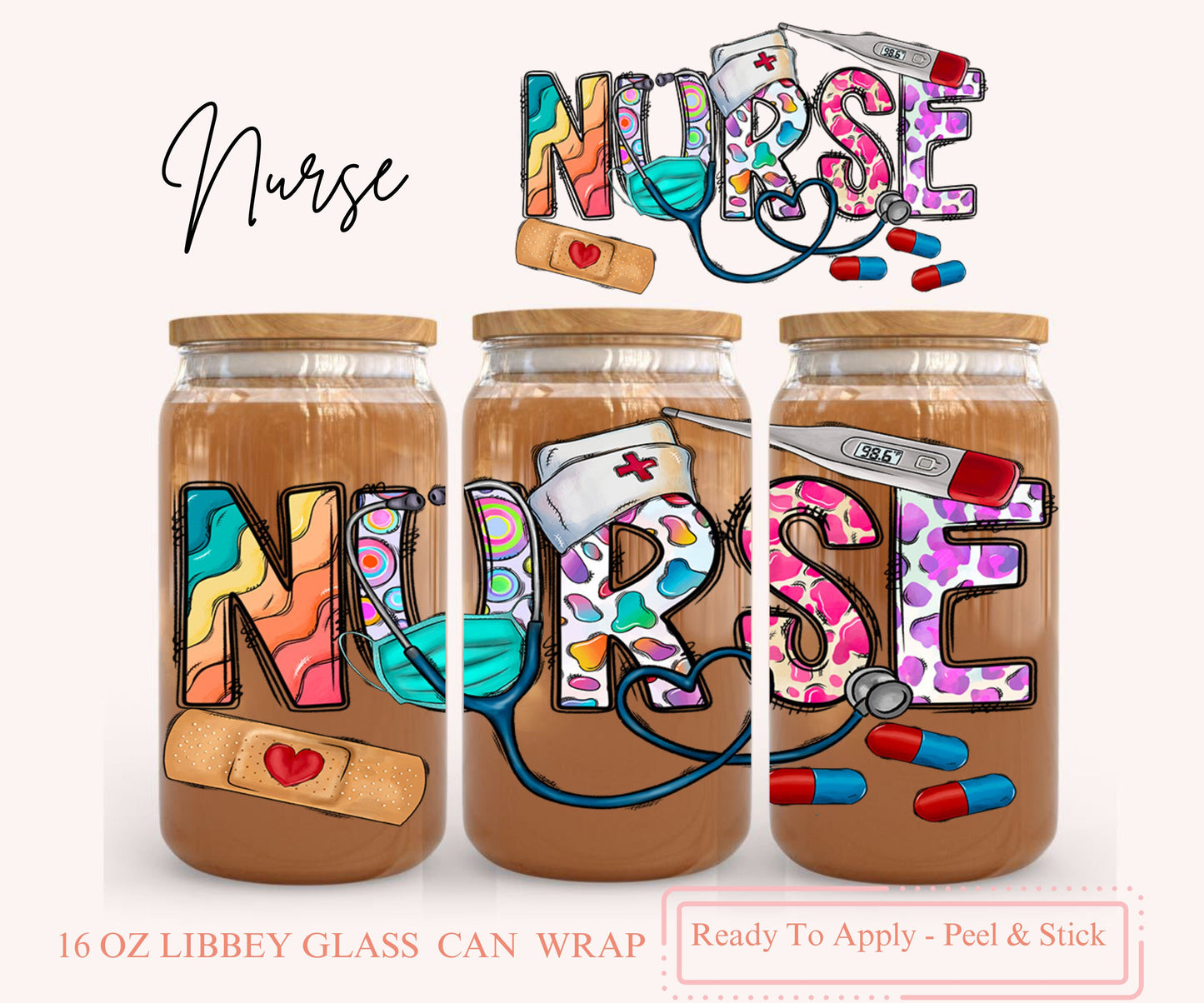 UV DTF Libbey Glass Can Wrap - Ready To Apply - Peel & Stick