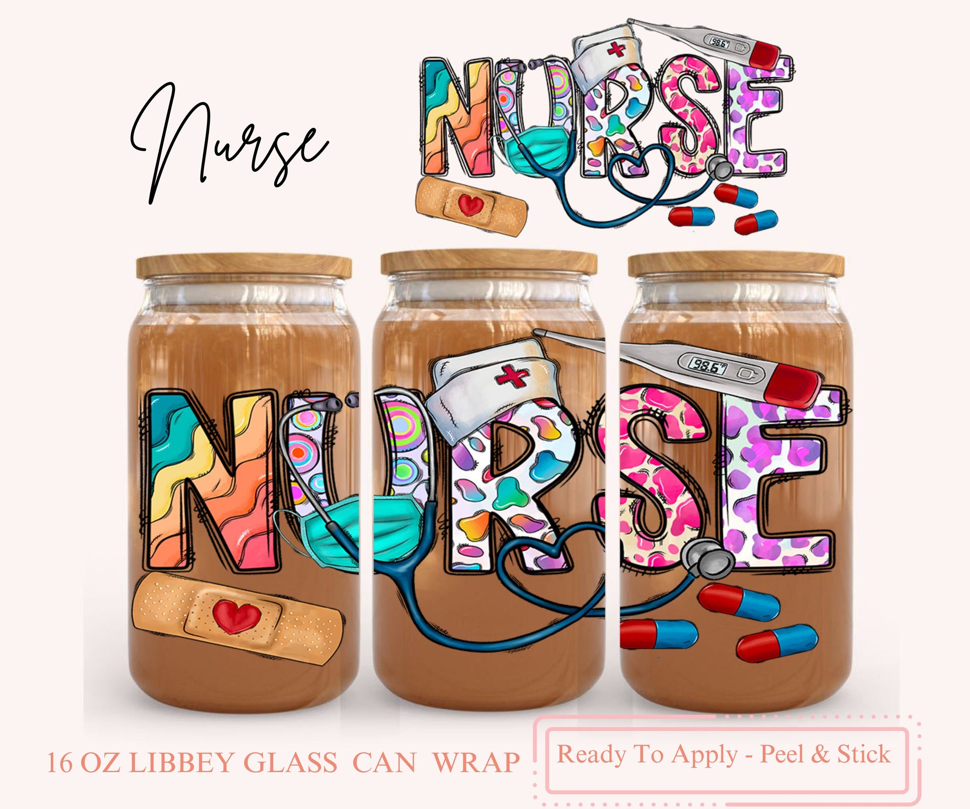 UV DTF Libbey Glass Can Wrap - Ready To Apply - Peel & Stick