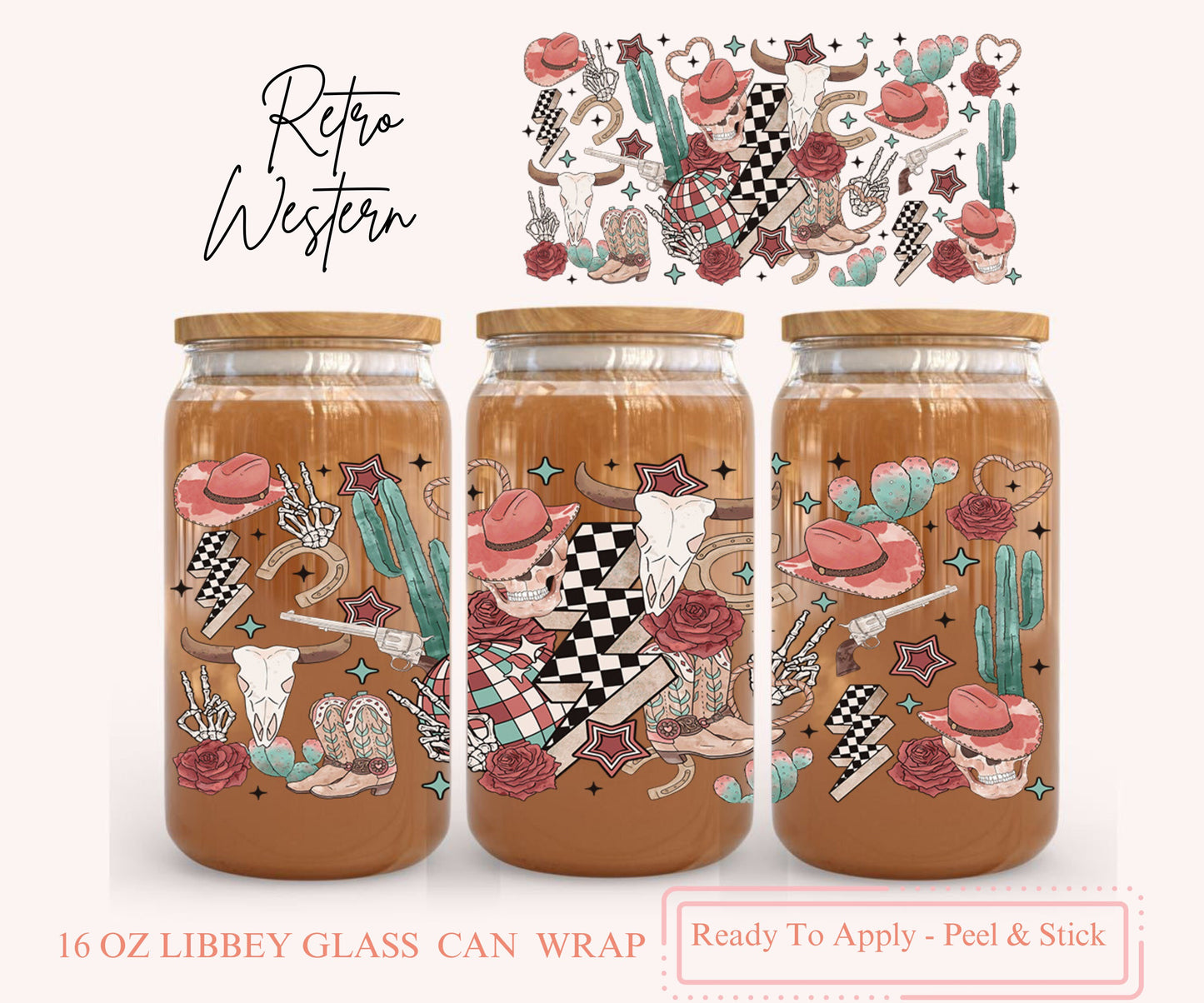 UV DTF Libbey Glass Can Wrap - Ready To Apply - Peel & Stick