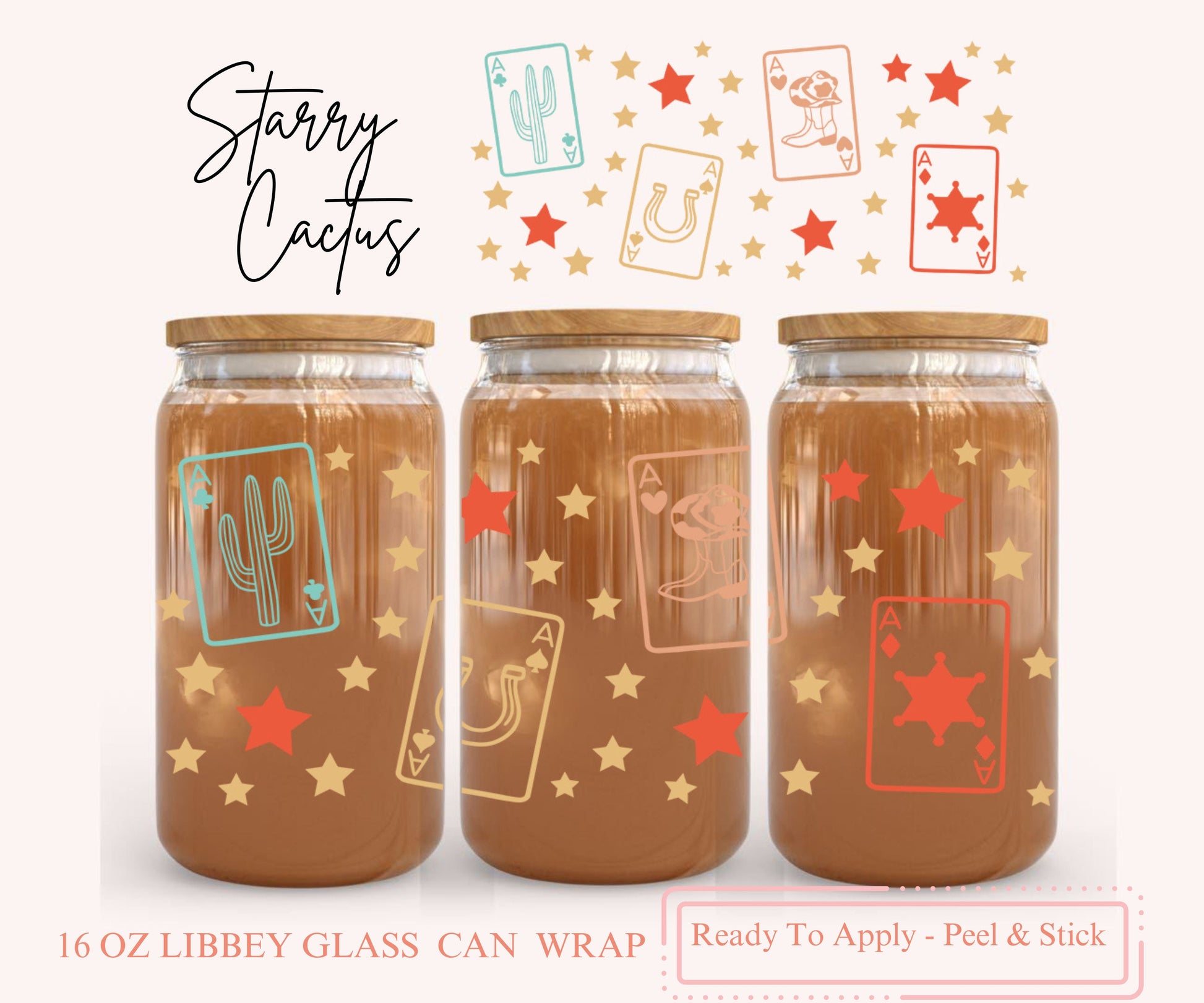 UV DTF Libbey Glass Can Wrap - Ready To Apply - Peel & Stick