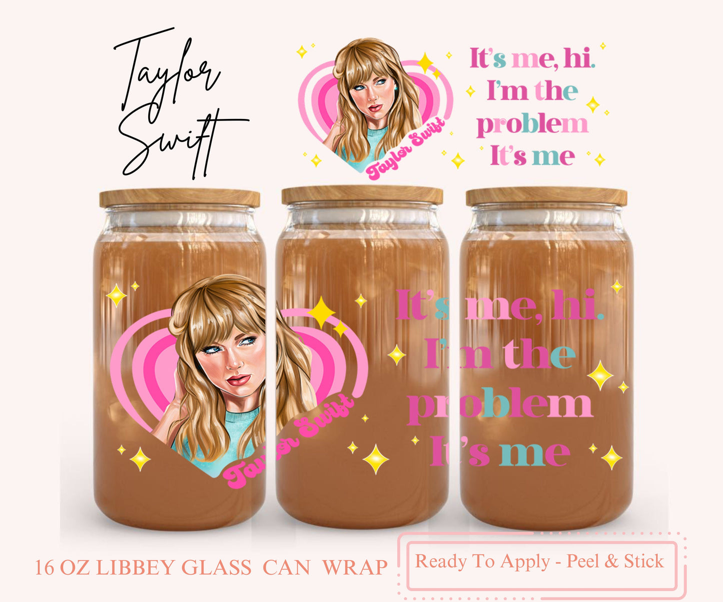 UV DTF Libbey Glass Can Wrap - Ready To Apply - Peel & Stick