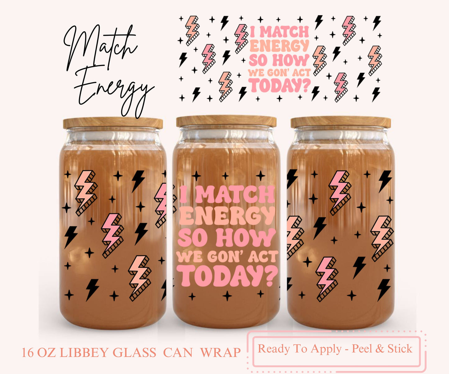 UV DTF Libbey Glass Can Wrap - Ready To Apply - Peel & Stick