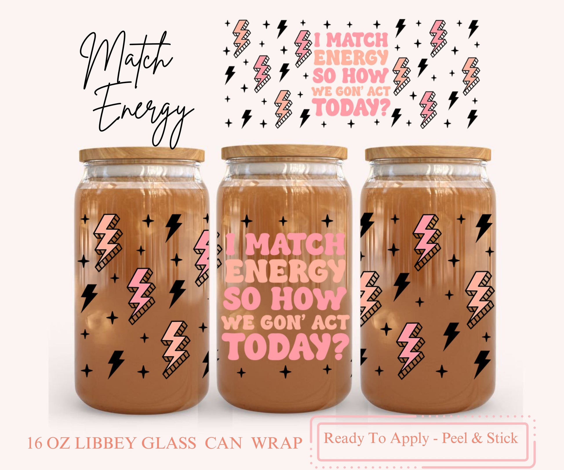 UV DTF Libbey Glass Can Wrap - Ready To Apply - Peel & Stick