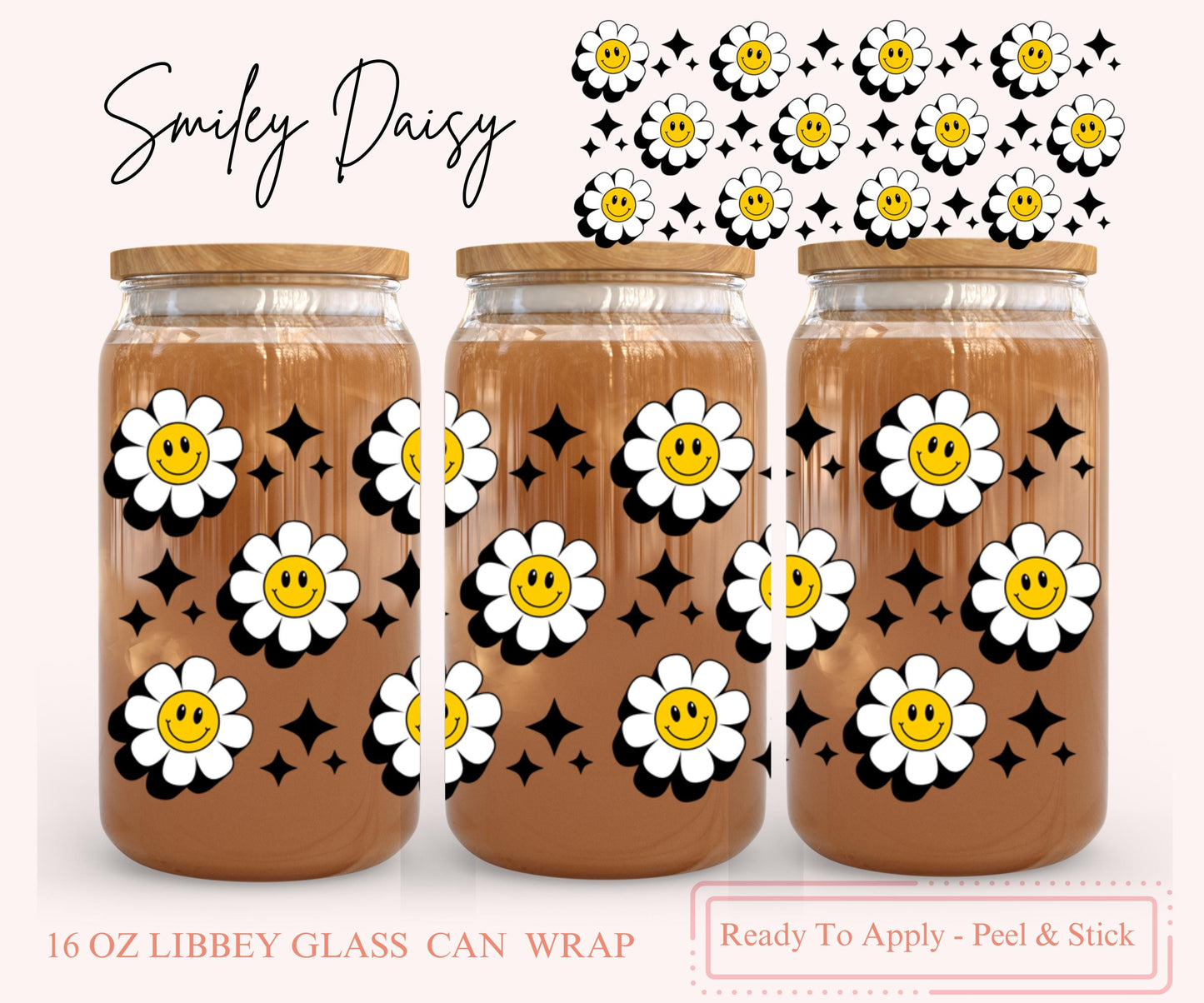 UV DTF Libbey Glass Can Wrap - Ready To Apply - Peel & Stick