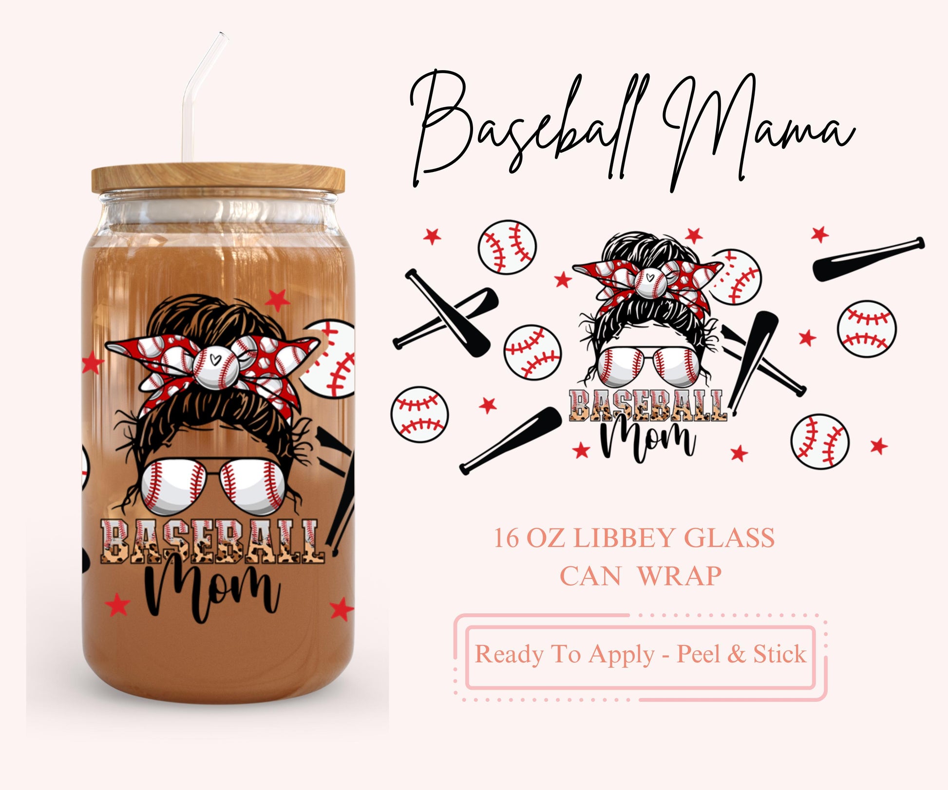 UV DTF Libbey Glass Can Wrap - Ready To Apply - Peel & Stick