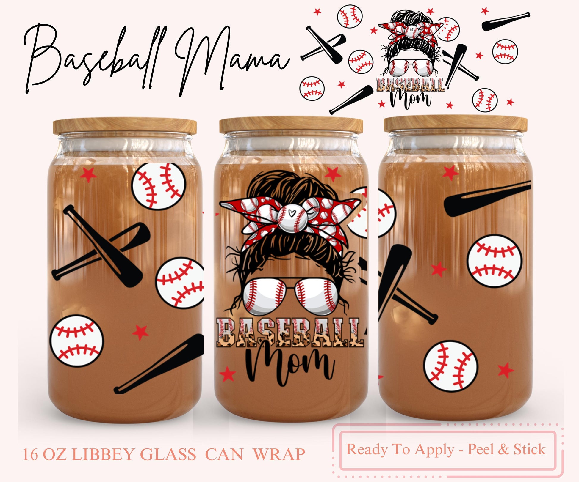 UV DTF Libbey Glass Can Wrap - Ready To Apply - Peel & Stick