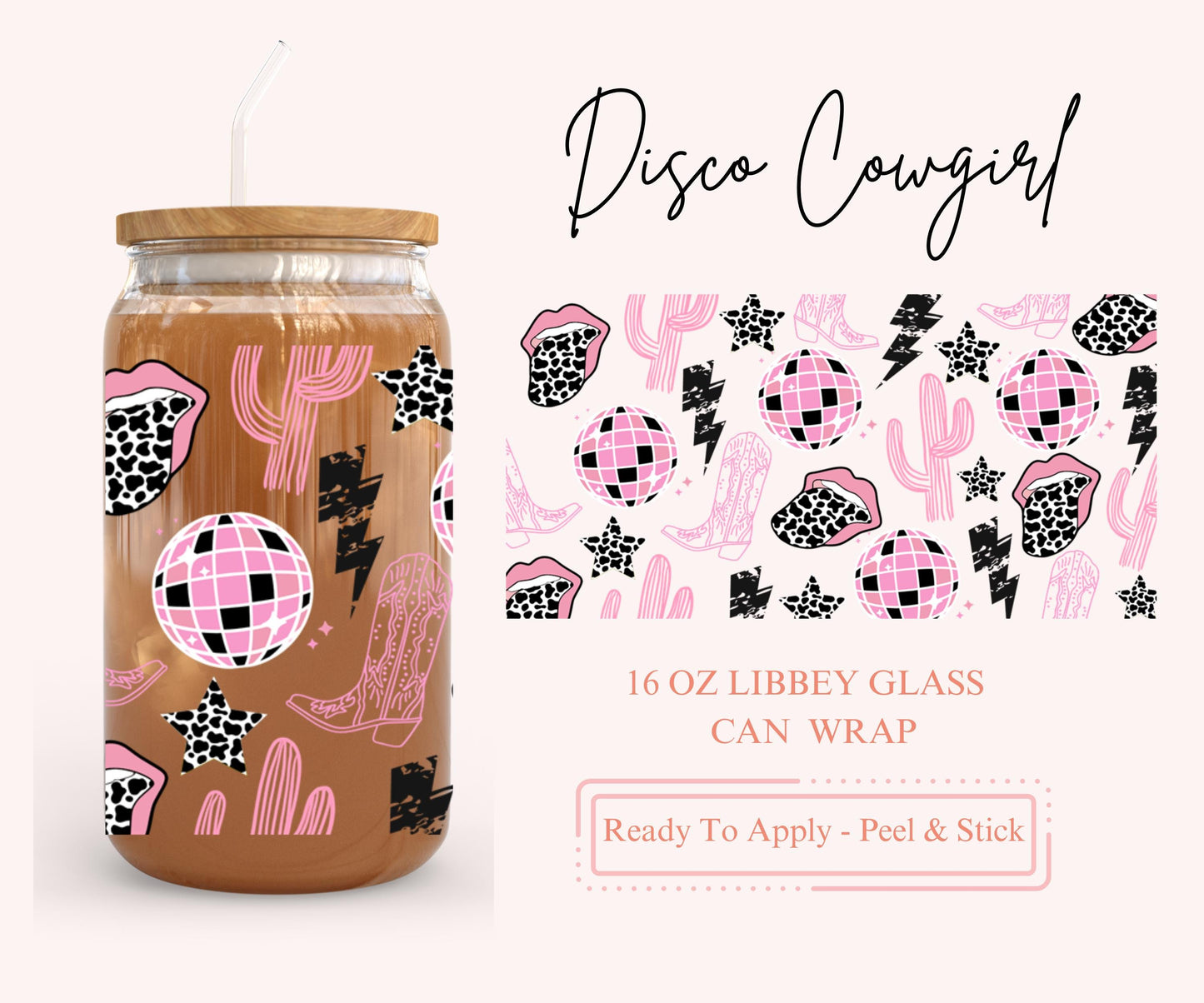 UV DTF Libbey Glass Can Wrap - Ready To Apply - Peel & Stick