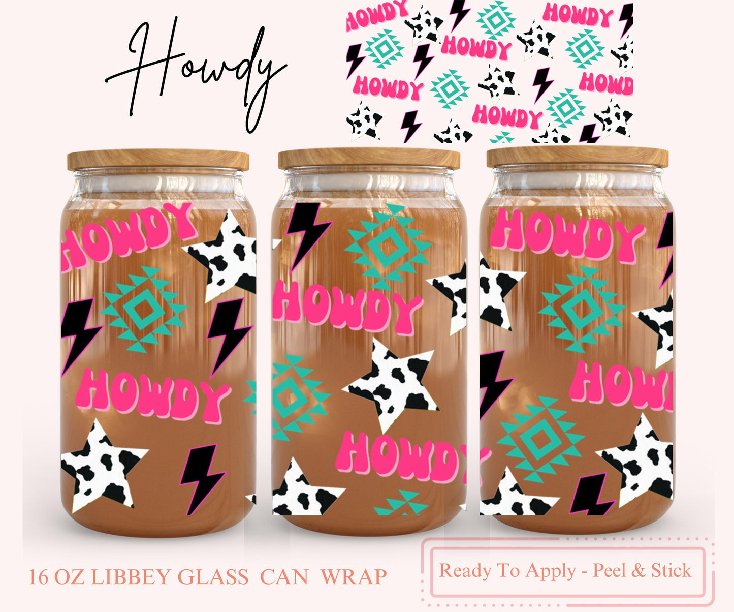 UV DTF Libbey Glass Can Wrap - Ready To Apply - Peel & Stick