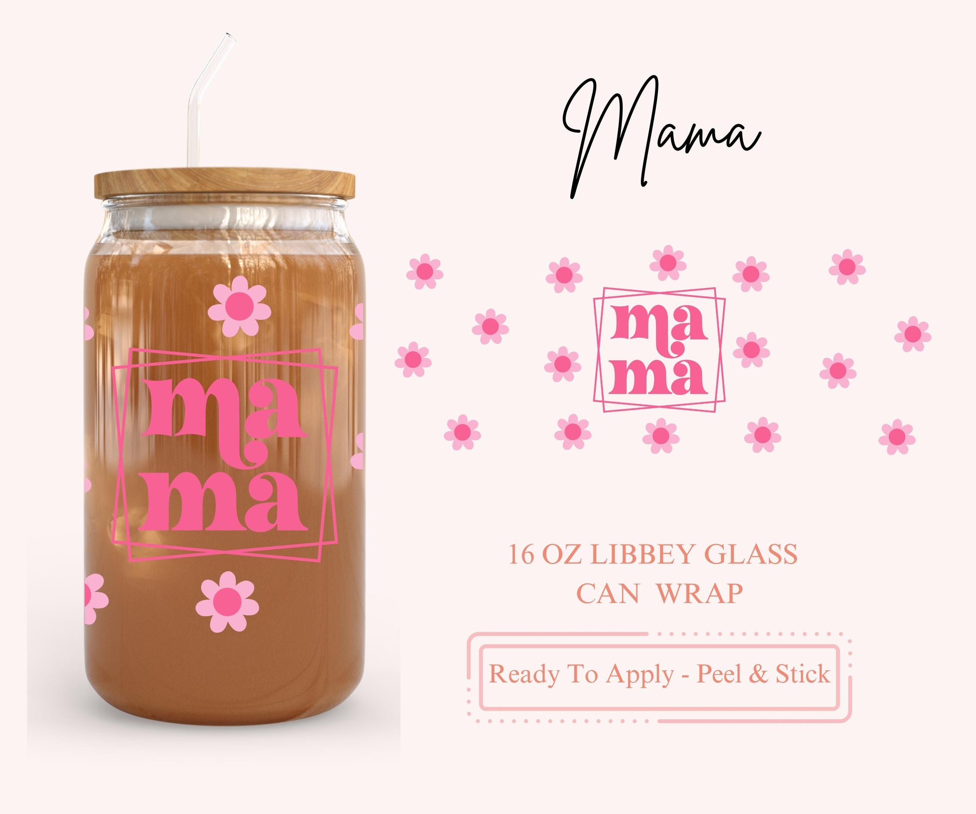 UV DTF Libbey Glass Can Wrap - Ready To Apply - Peel & Stick