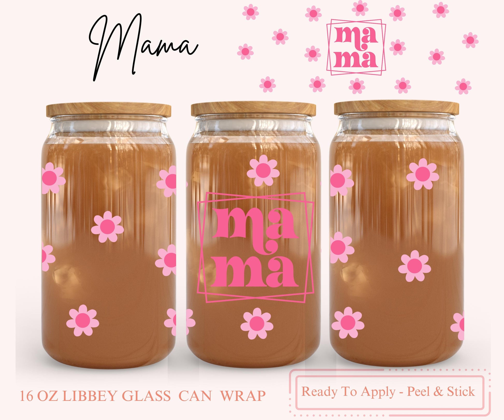 UV DTF Libbey Glass Can Wrap - Ready To Apply - Peel & Stick