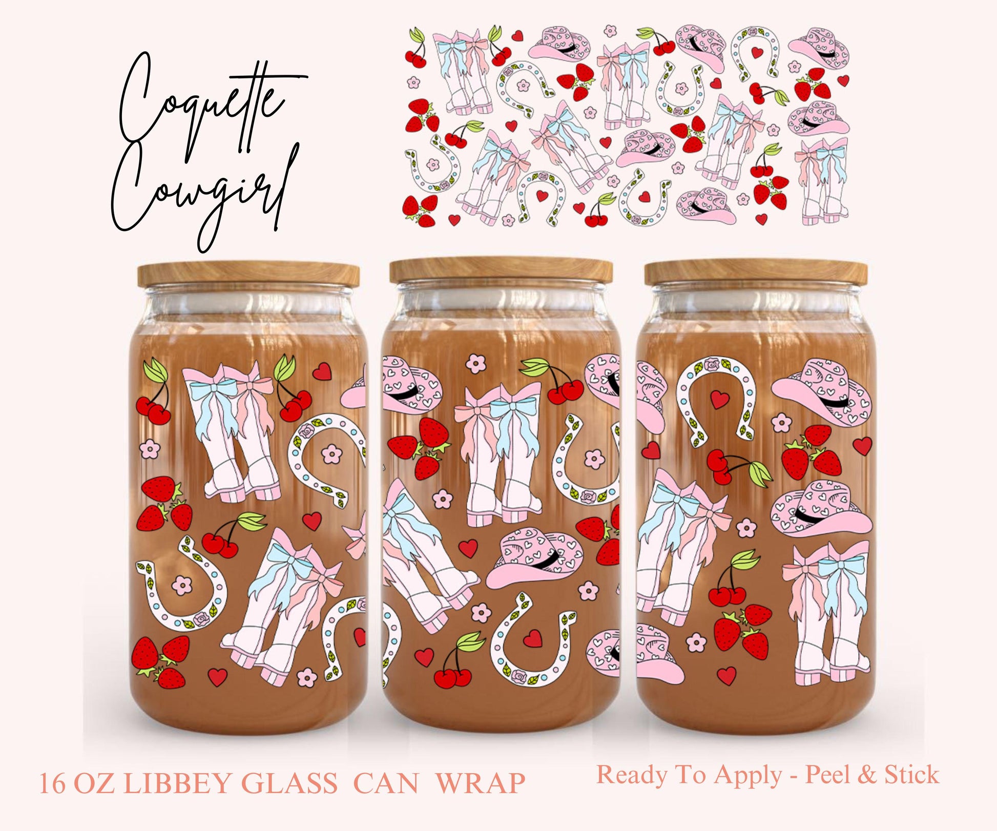 UV DTF Libbey Glass Can Wrap - Ready To Apply - Peel & Stick