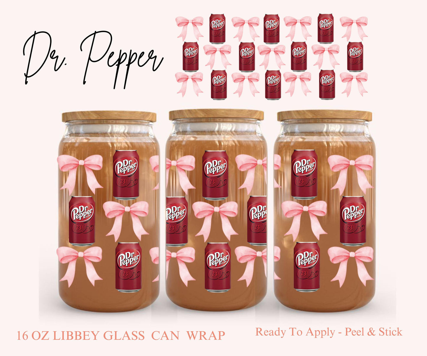 UV DTF Libbey Glass Can Wrap - Ready To Apply - Peel & Stick