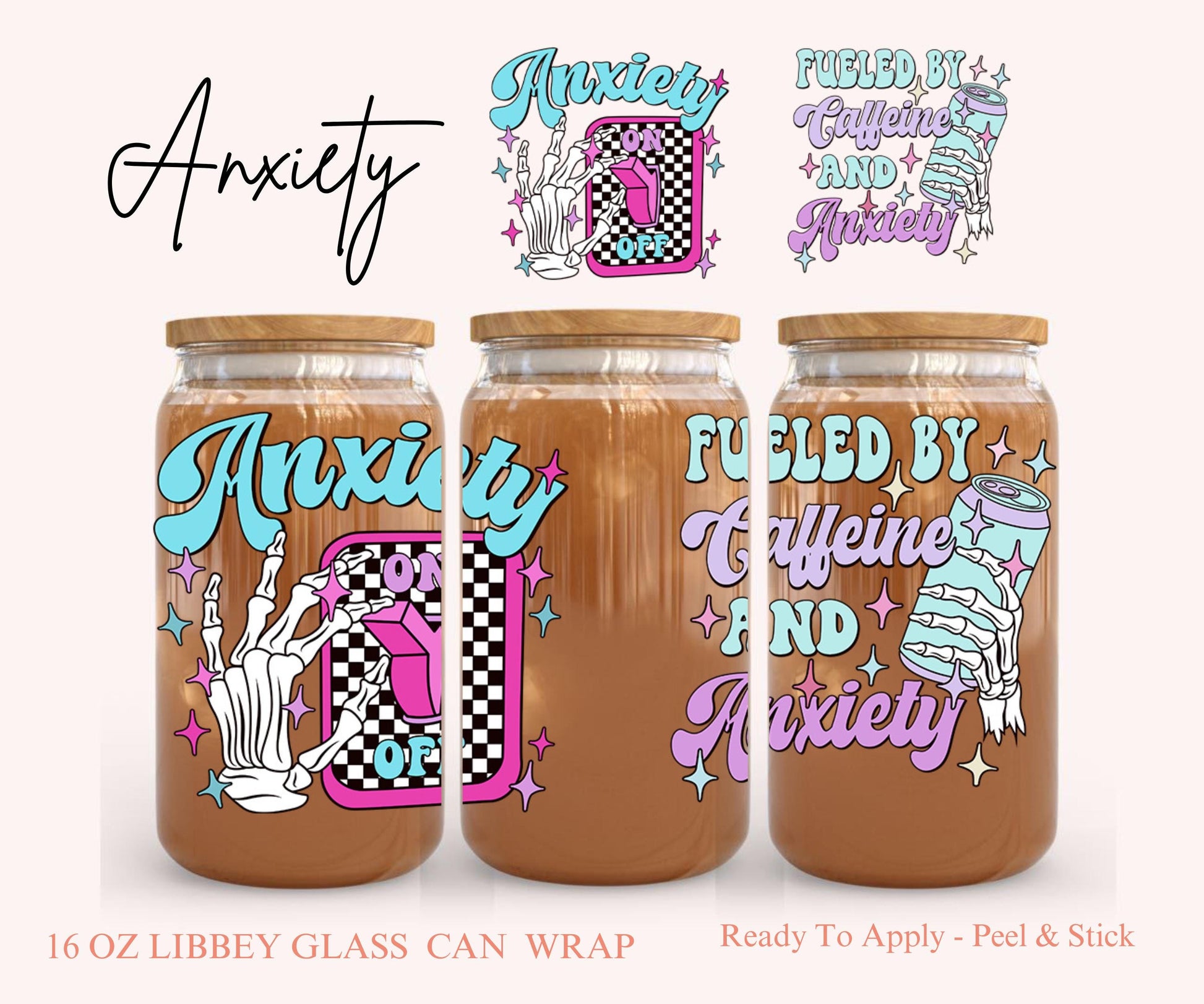 UV DTF Libbey Glass Can Wrap - Ready To Apply - Peel & Stick