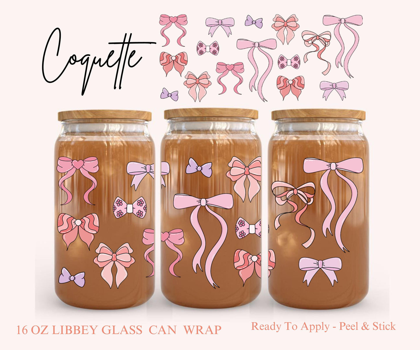 UV DTF Libbey Glass Can Wrap - Ready To Apply - Peel & Stick