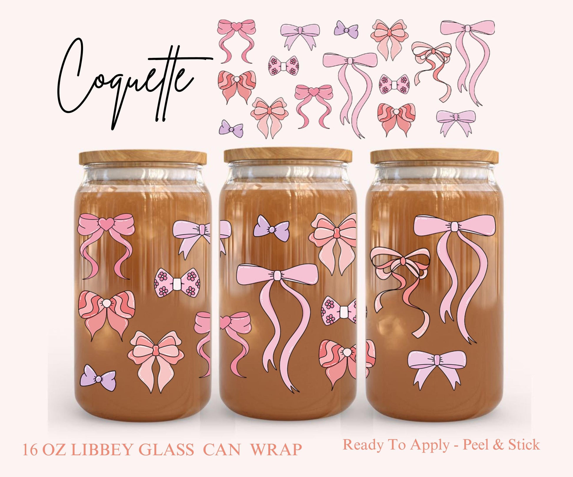 UV DTF Libbey Glass Can Wrap - Ready To Apply - Peel & Stick