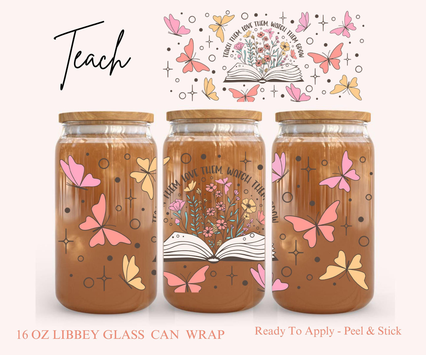 UV DTF Libbey Glass Can Wrap - Ready To Apply - Peel & Stick