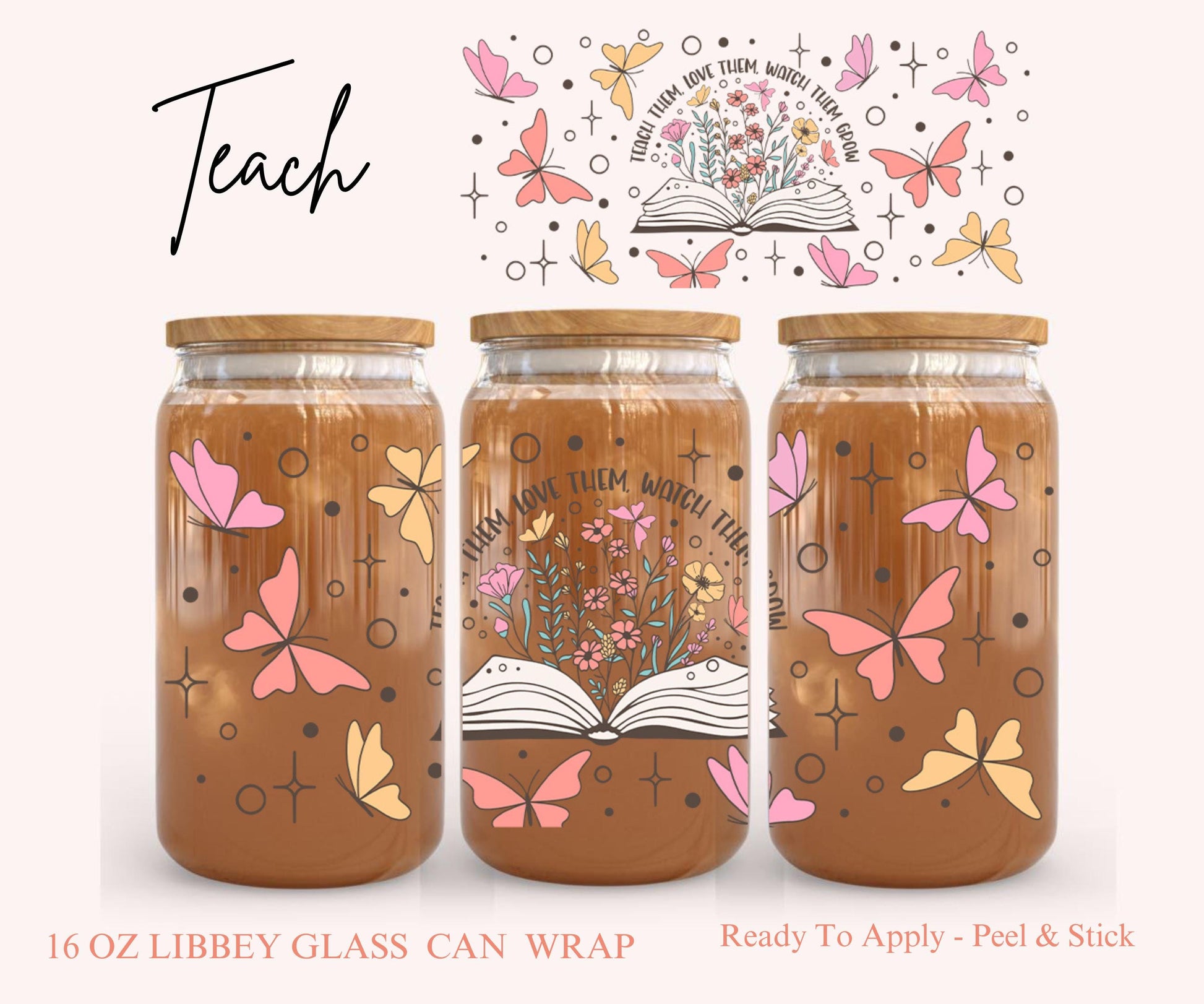 UV DTF Libbey Glass Can Wrap - Ready To Apply - Peel & Stick