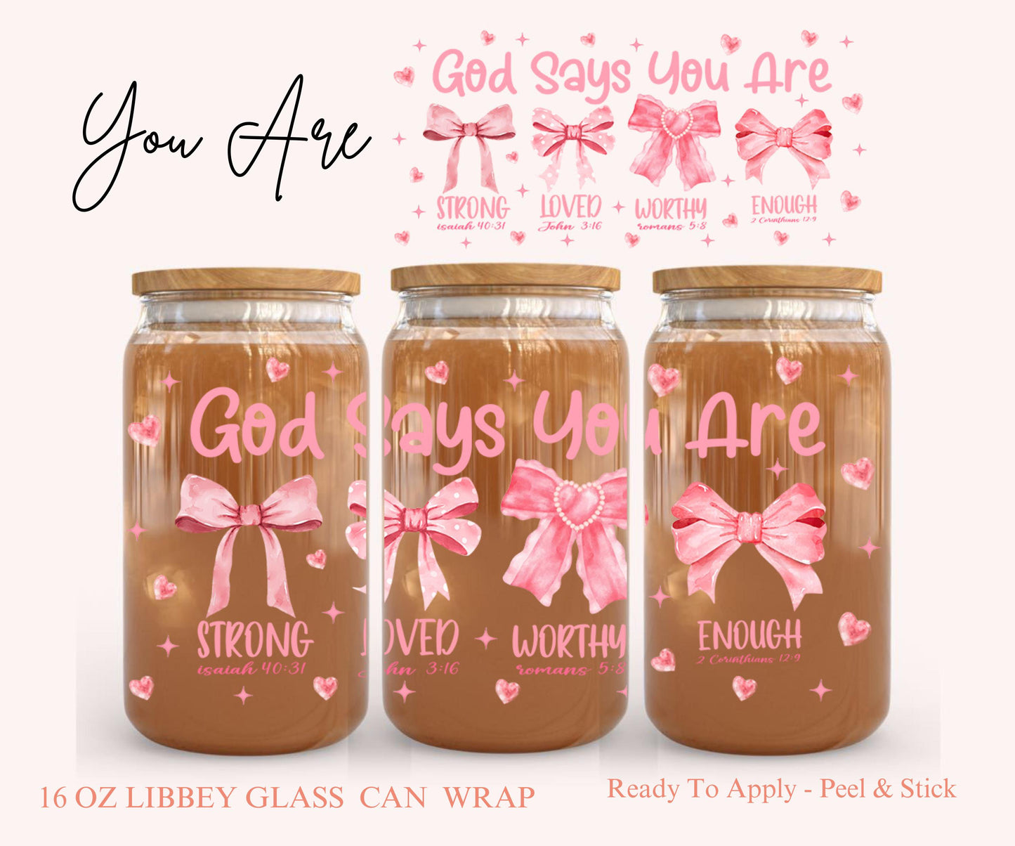 UV DTF Libbey Glass Can Wrap - Ready To Apply - Peel & Stick