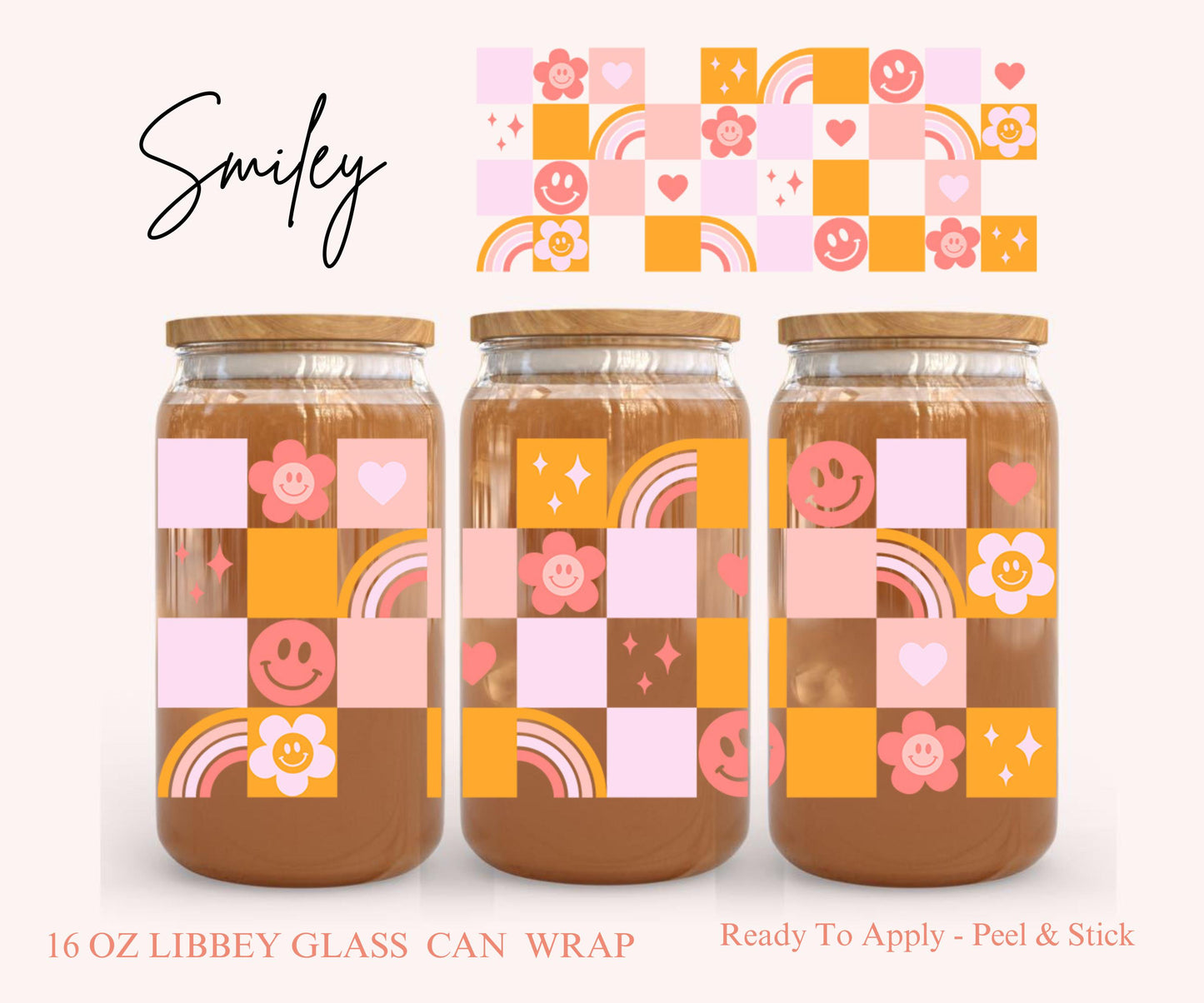 UV DTF Libbey Glass Can Wrap - Ready To Apply - Peel & Stick