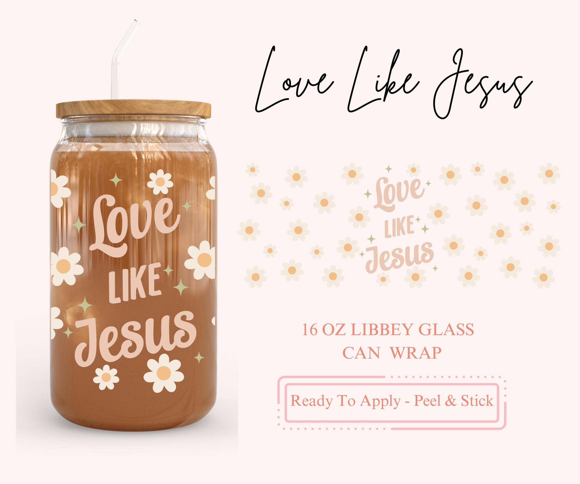 UV DTF Libbey Glass Can Wrap - Ready To Apply - Peel & Stick