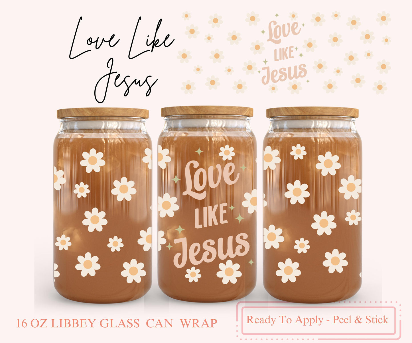 UV DTF Libbey Glass Can Wrap - Ready To Apply - Peel & Stick