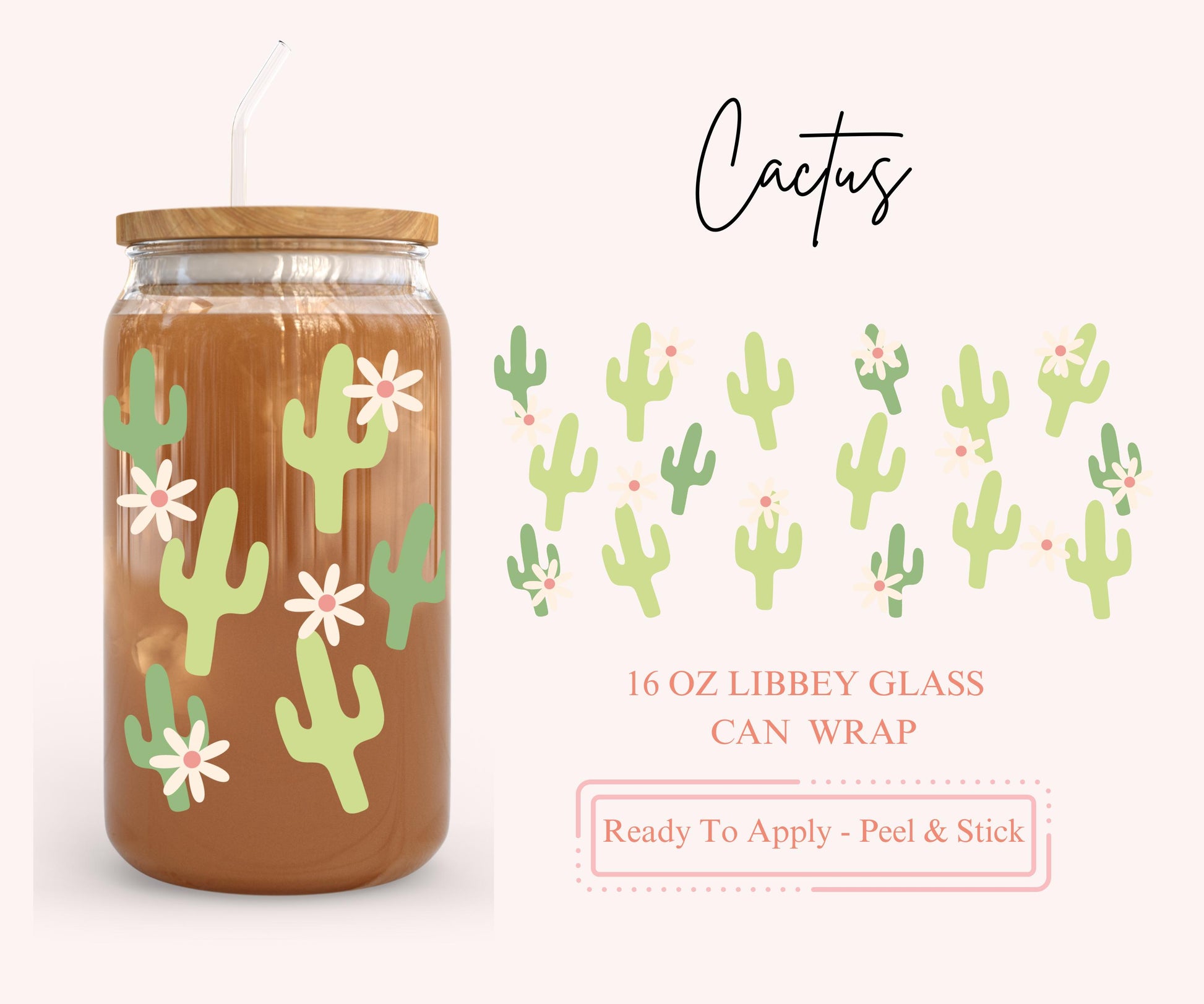 UV DTF Libbey Glass Can Wrap - Ready To Apply - Peel & Stick