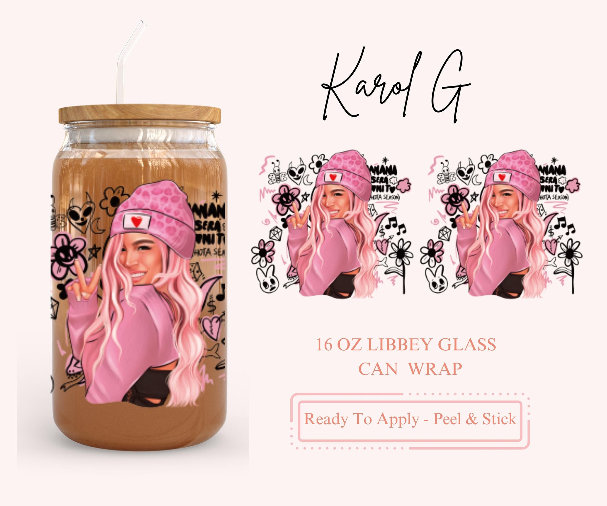 UV DTF Libbey Glass Can Wrap - Ready To Apply - Peel & Stick