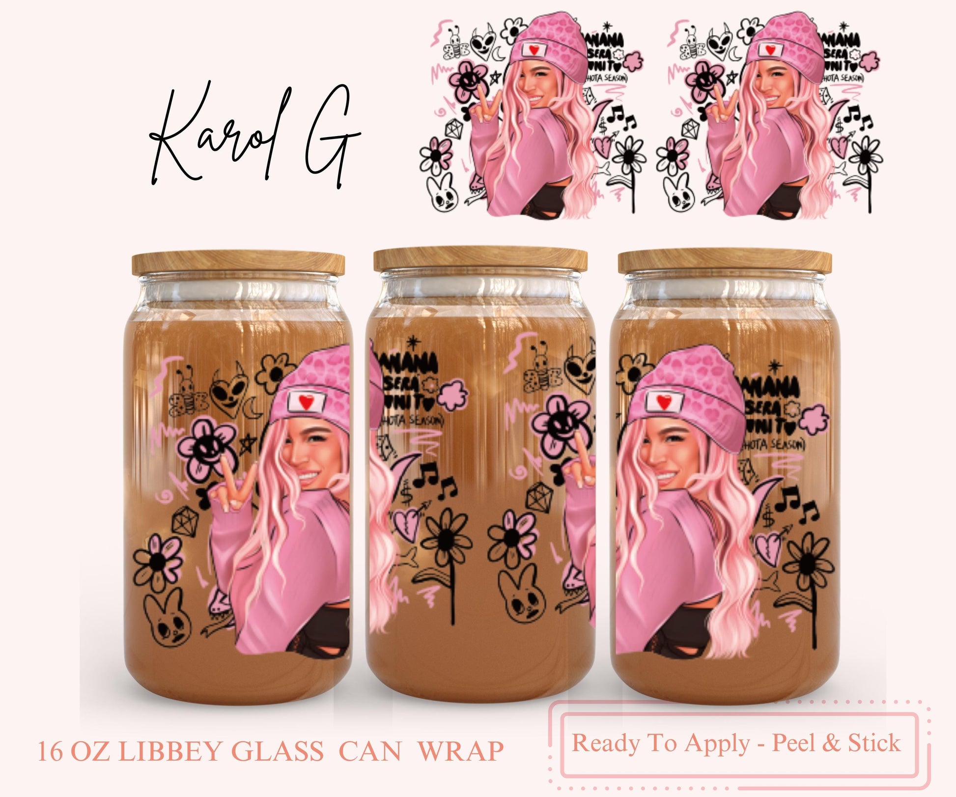 UV DTF Libbey Glass Can Wrap - Ready To Apply - Peel & Stick