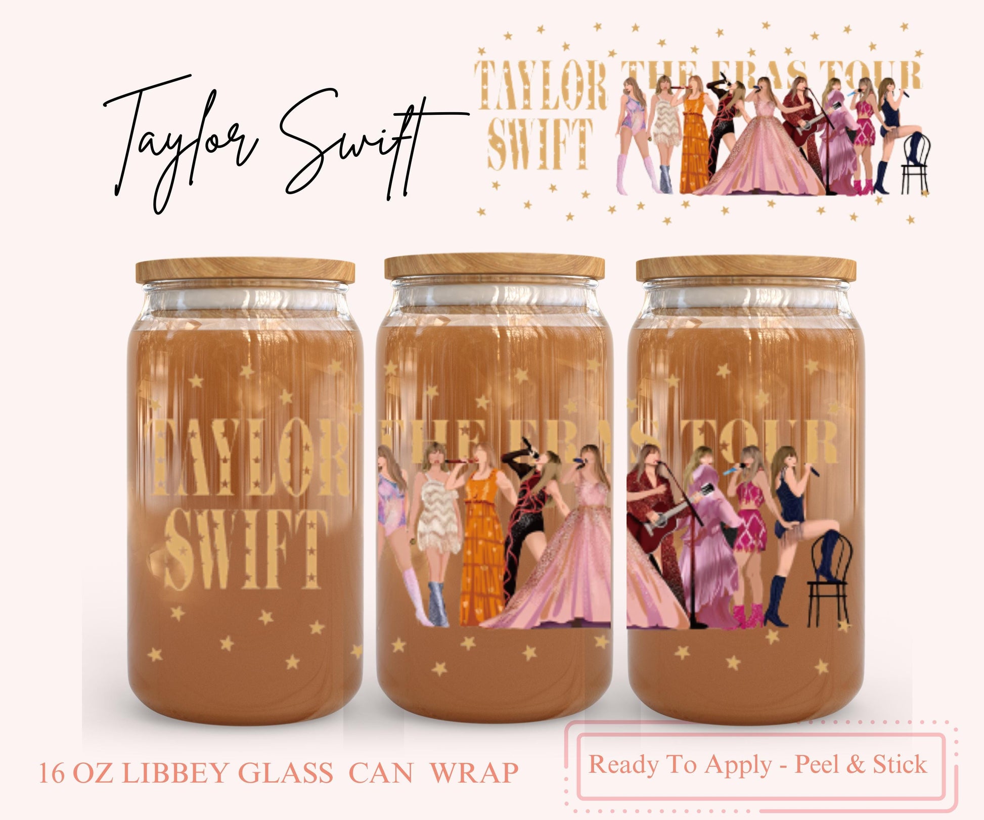 UV DTF Libbey Glass Can Wrap - Ready To Apply - Peel & Stick