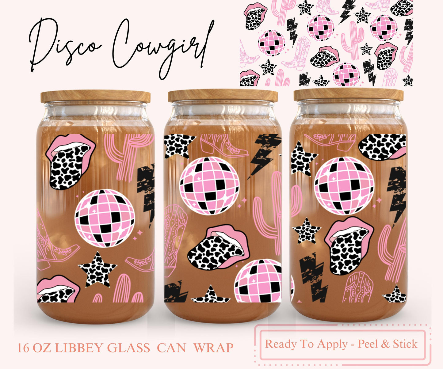 UV DTF Libbey Glass Can Wrap - Ready To Apply - Peel & Stick