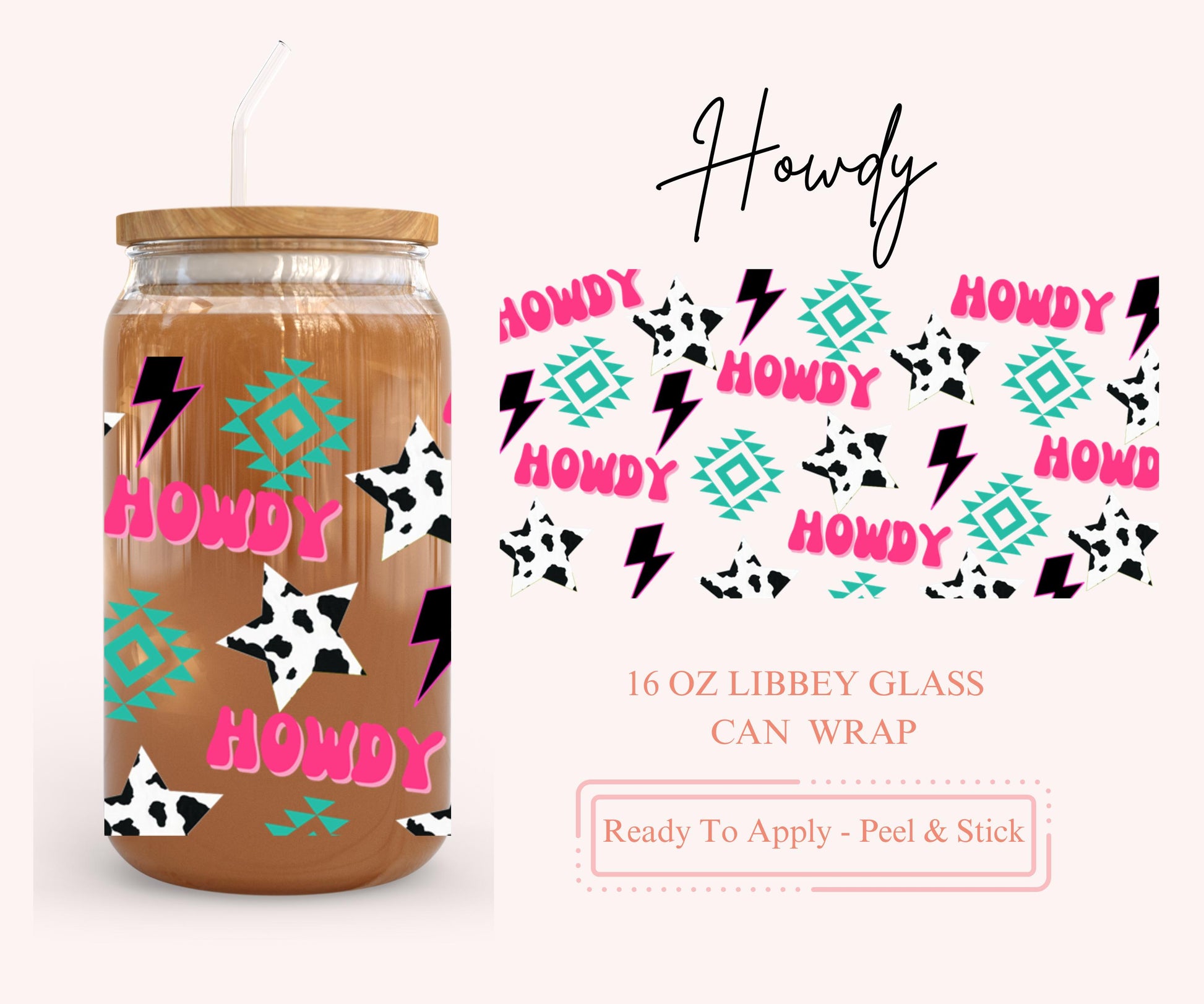 UV DTF Libbey Glass Can Wrap - Ready To Apply - Peel & Stick