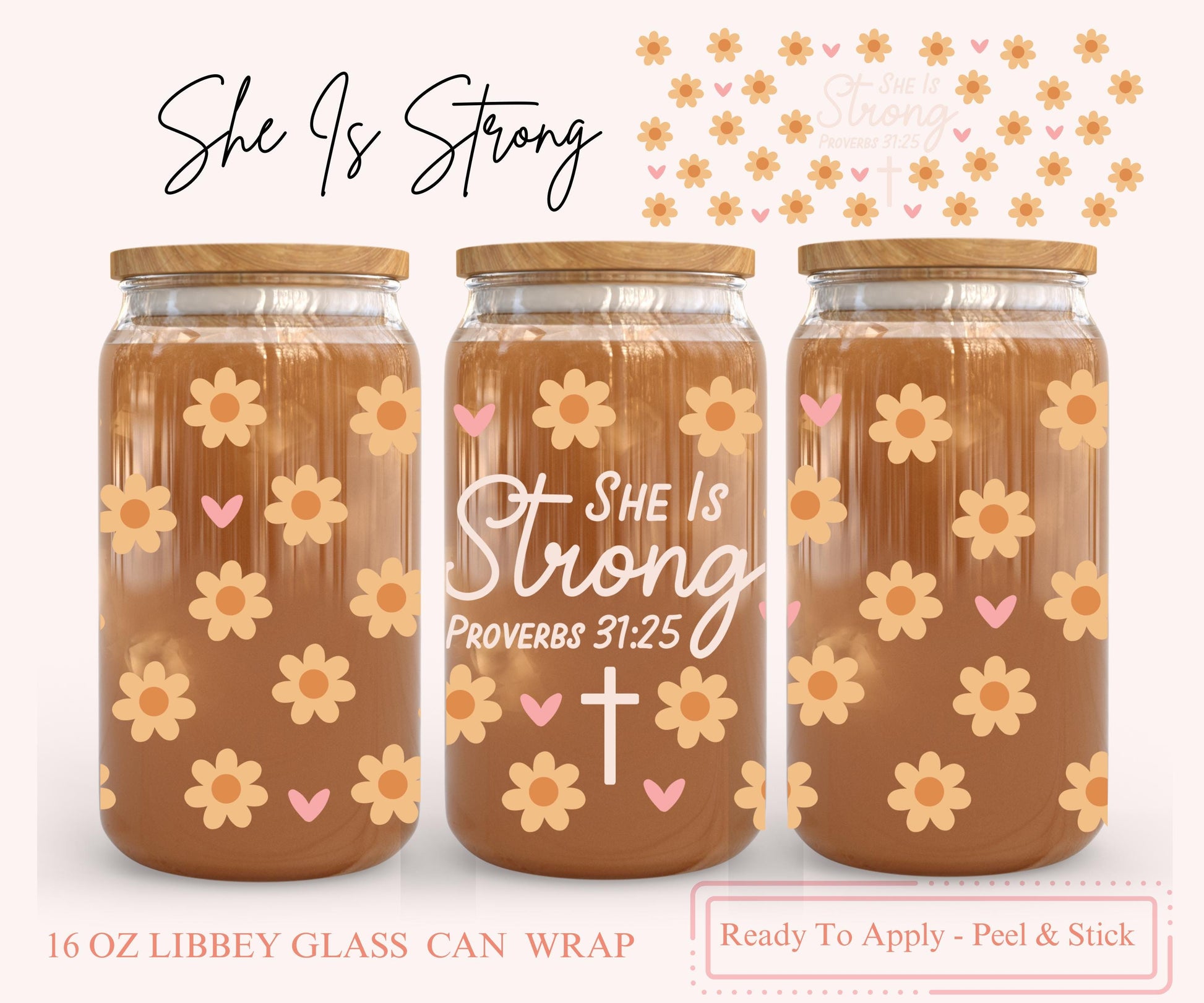 UV DTF Libbey Glass Can Wrap - Ready To Apply - Peel & Stick