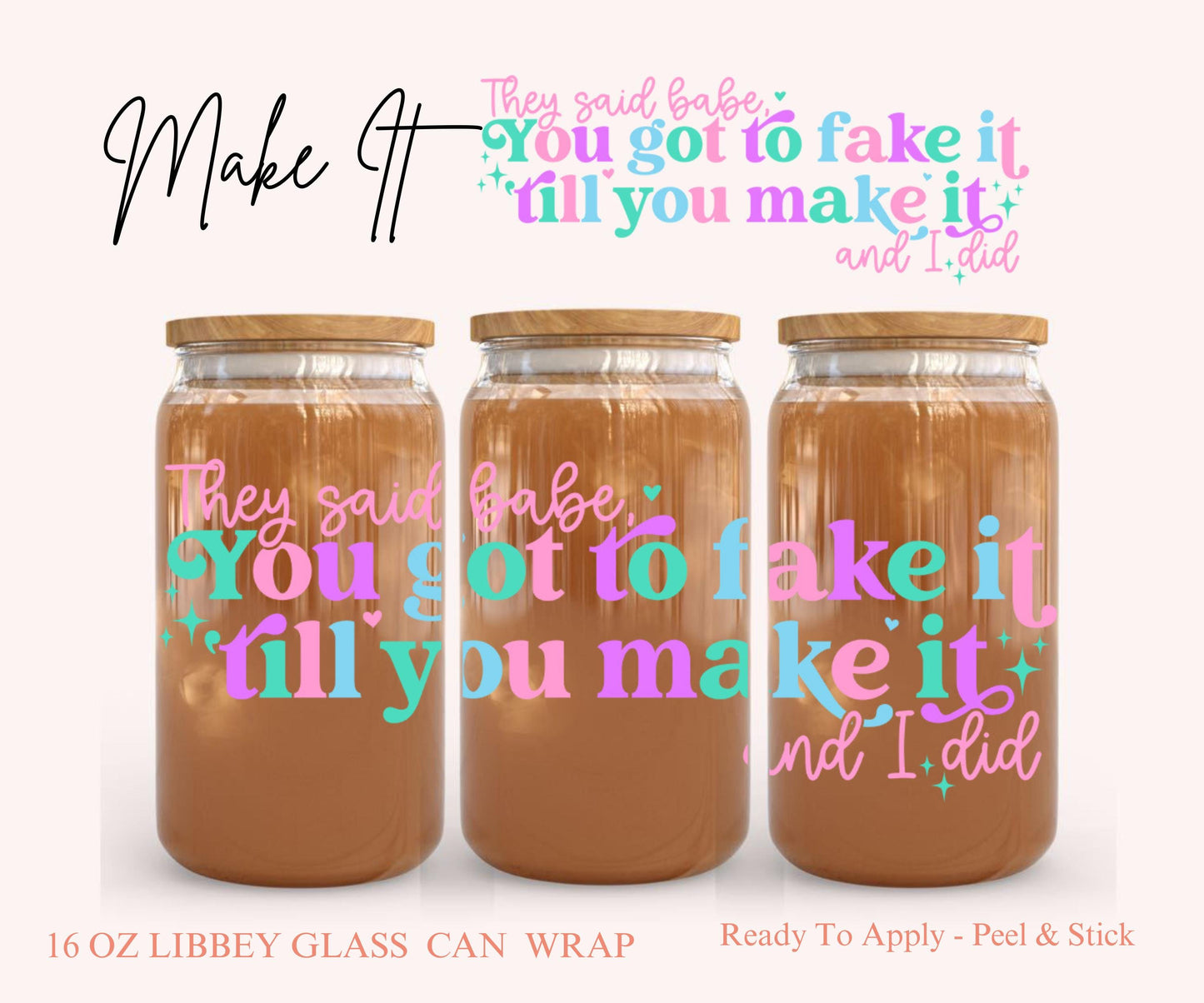 UV DTF Libbey Glass Can Wrap - Ready To Apply - Peel & Stick