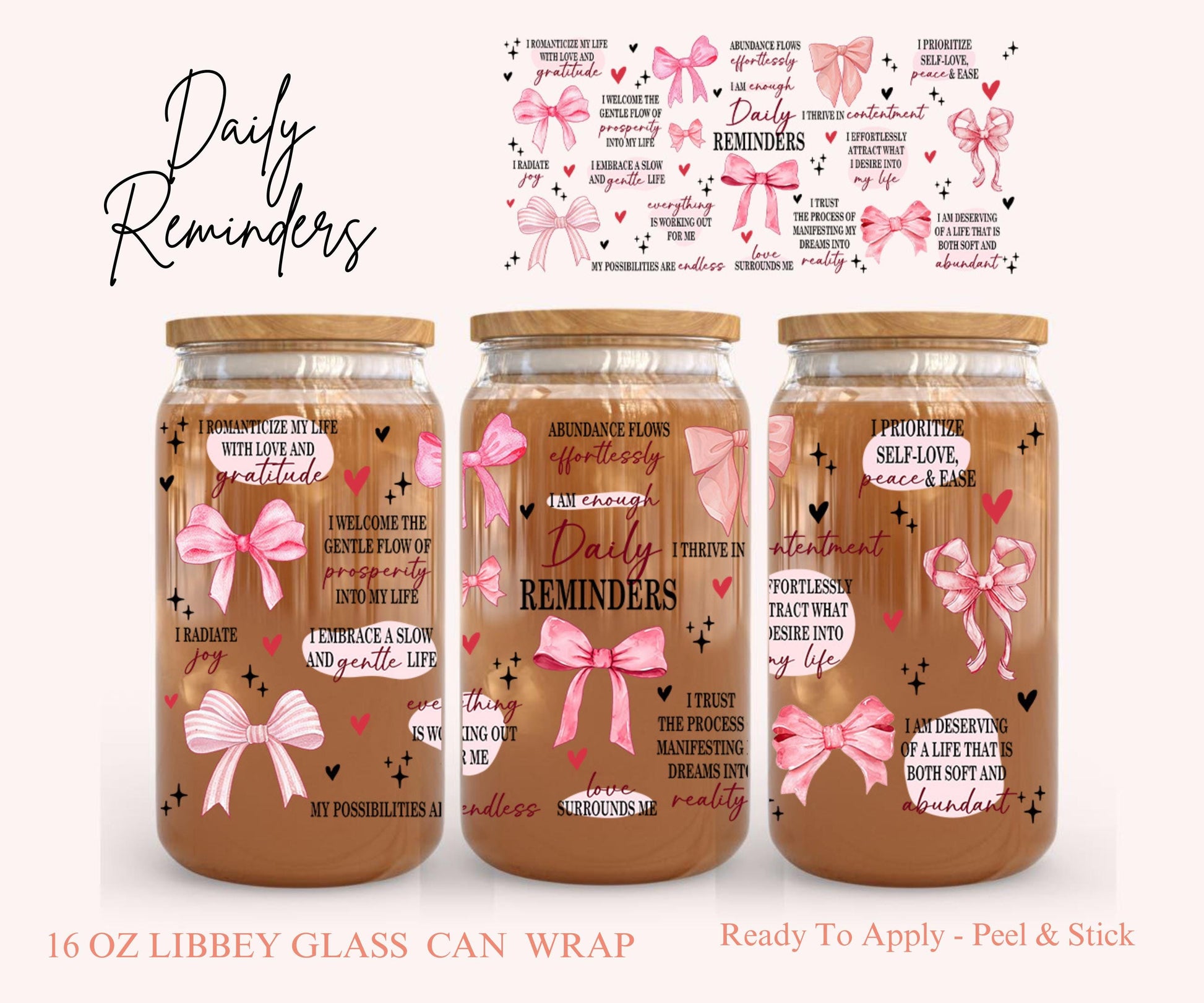 UV DTF Libbey Glass Can Wrap - Ready To Apply - Peel & Stick