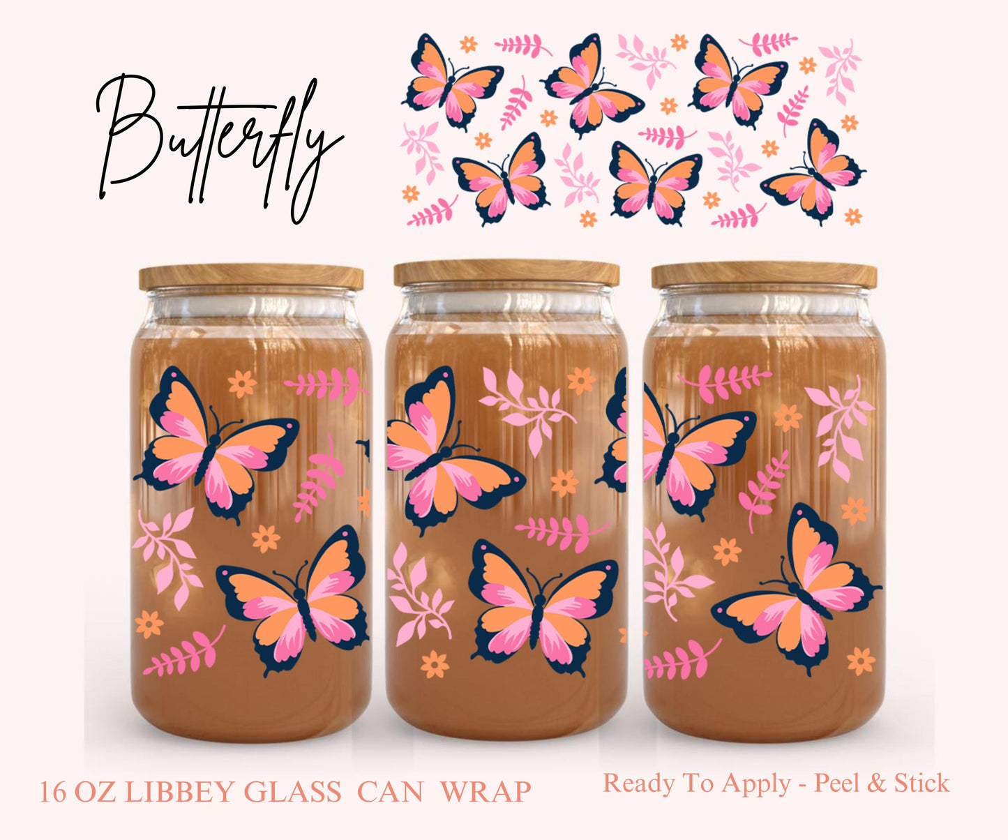 UV DTF Libbey Glass Can Wrap - Ready To Apply - Peel & Stick