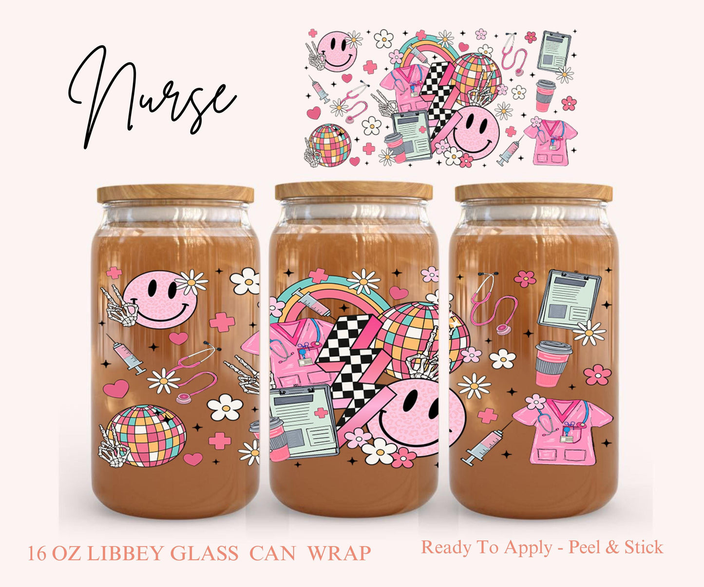 UV DTF Libbey Glass Can Wrap - Ready To Apply - Peel & Stick