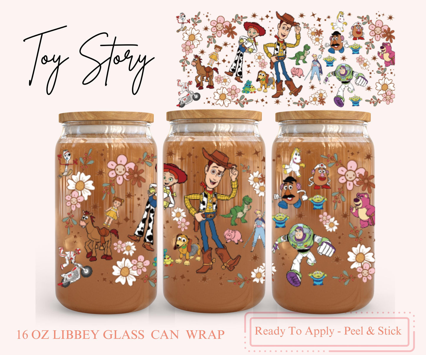 UV DTF Libbey Glass Can Wrap - Ready To Apply - Peel & Stick