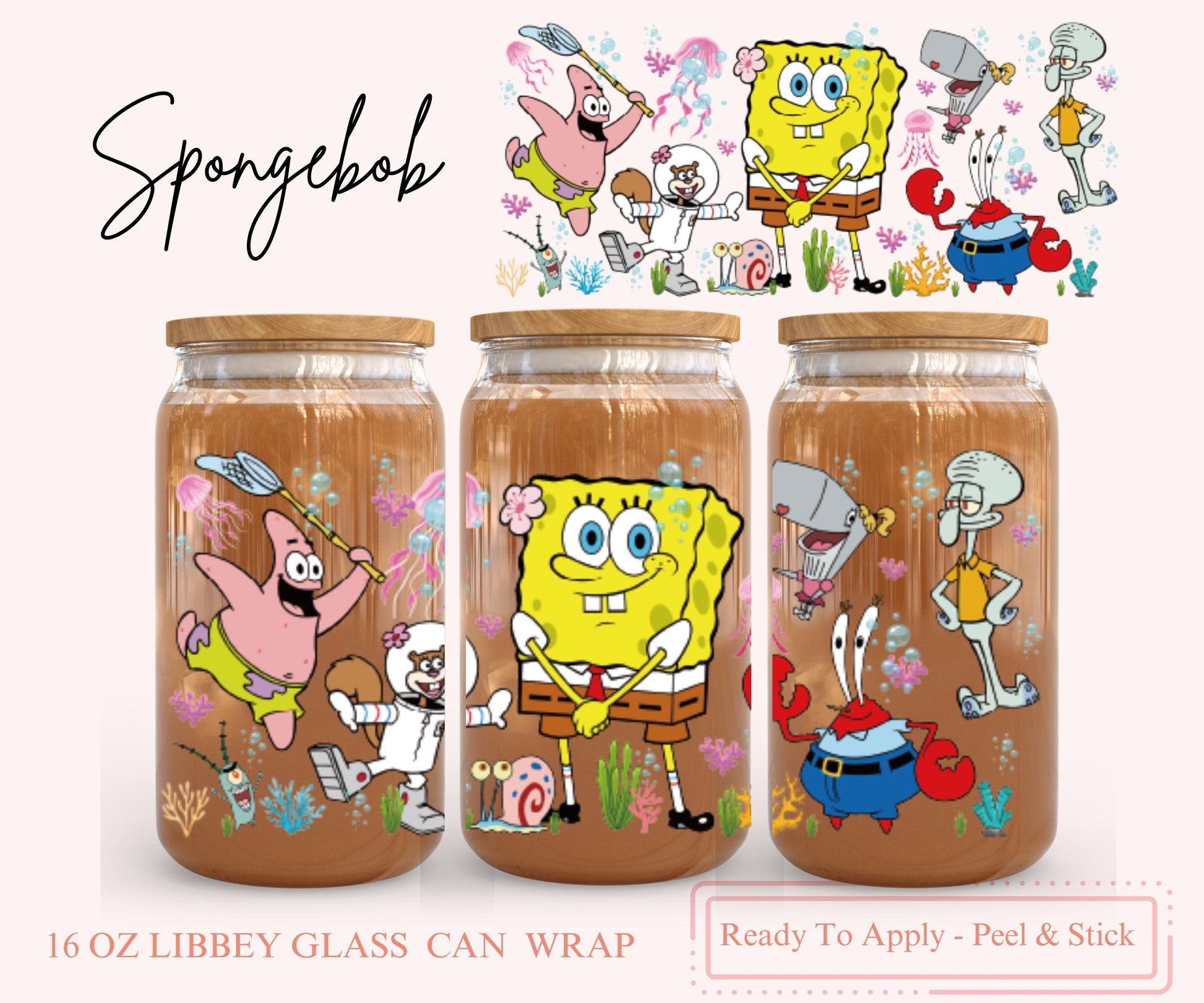 UV DTF Libbey Glass Can Wrap - Ready To Apply - Peel & Stick