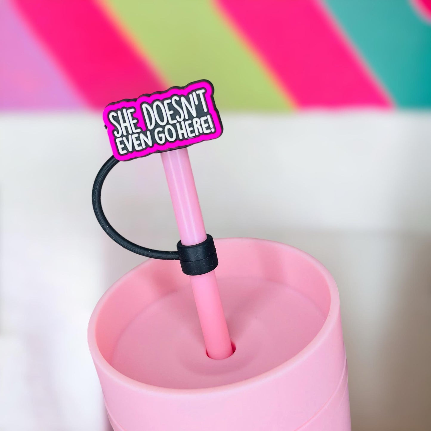 She Doesn’t Even Go Here Straw Topper | Tumbler Accessories | Straw Cover | Fits 8mm/10mm Straws | Straw Topper