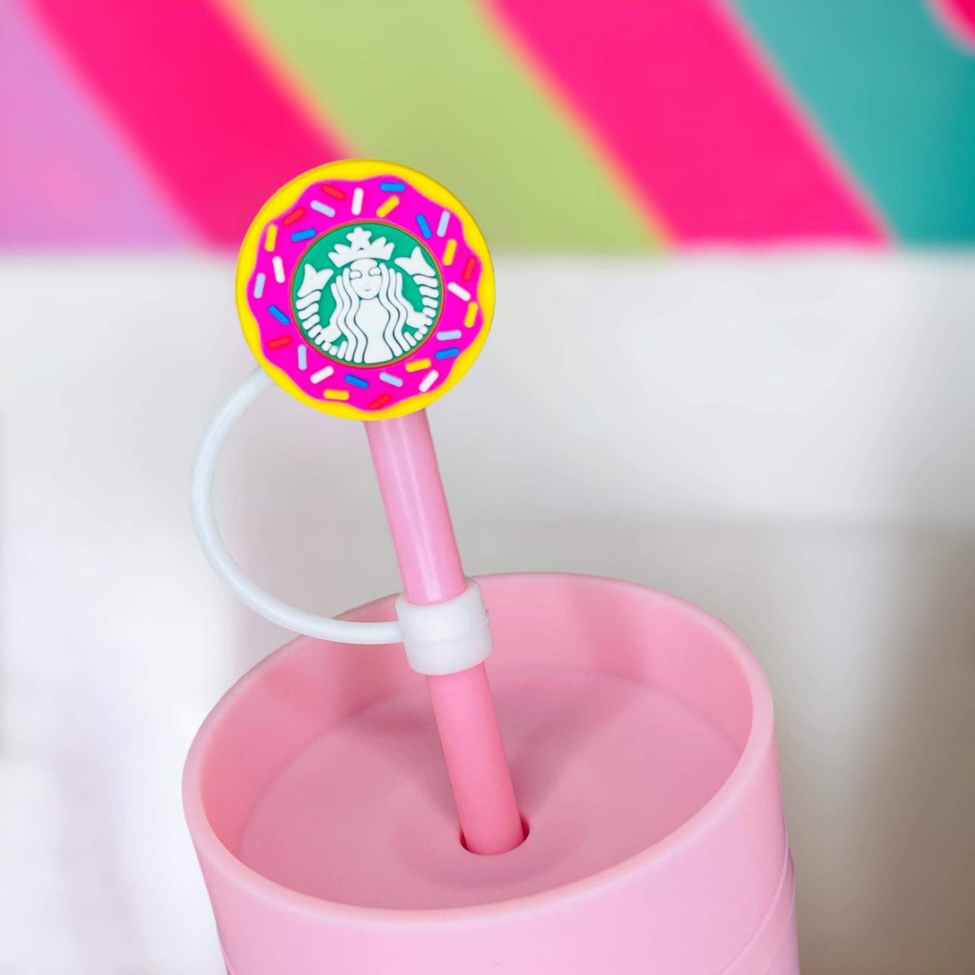 Sprinkled Donuts Straw Topper | Tumbler Accessories | Straw Cover | Fits 8mm/10mm Straws | Straw Topper