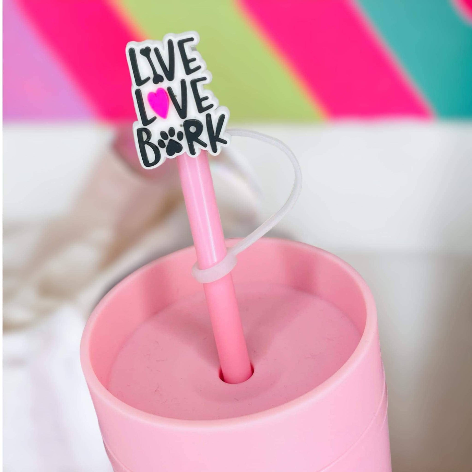 Live Love Bark Straw Topper | Tumbler Accessories | Straw Cover | Fits 8mm/10mm Straws | Straw Topper