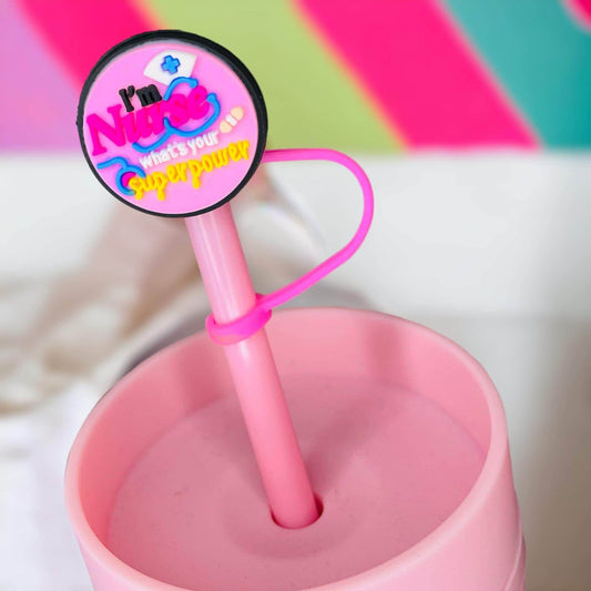 Nurse Straw Topper | Tumbler Accessories | Straw Cover | Fits 8mm/10mm Straws | Straw Topper