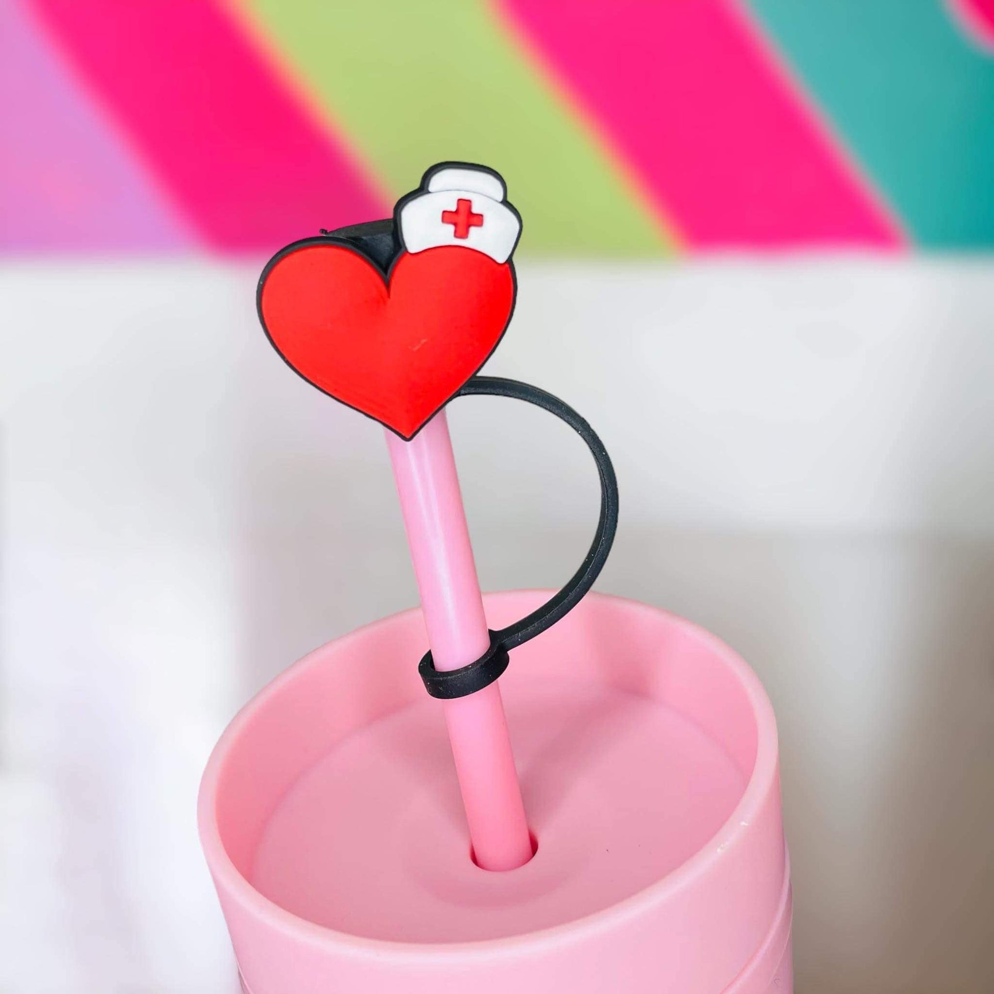 Nurse Heart Straw Topper | Tumbler Accessories | Straw Cover | Fits 8mm/10mm Straws | Straw Topper