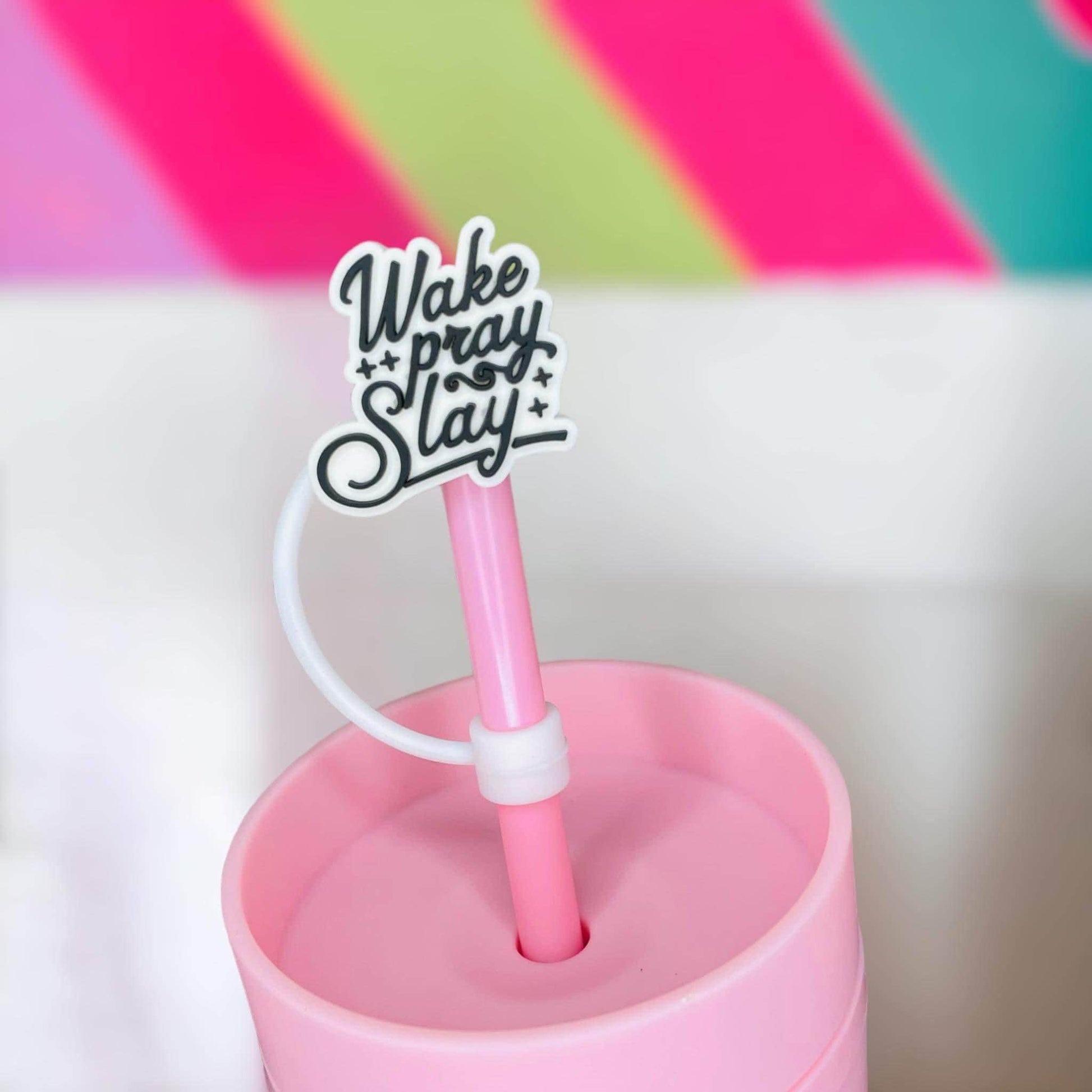 Wake Pray Slay Straw Topper | Tumbler Accessories | Straw Cover | Fits 10mm Straws | Straw Topper