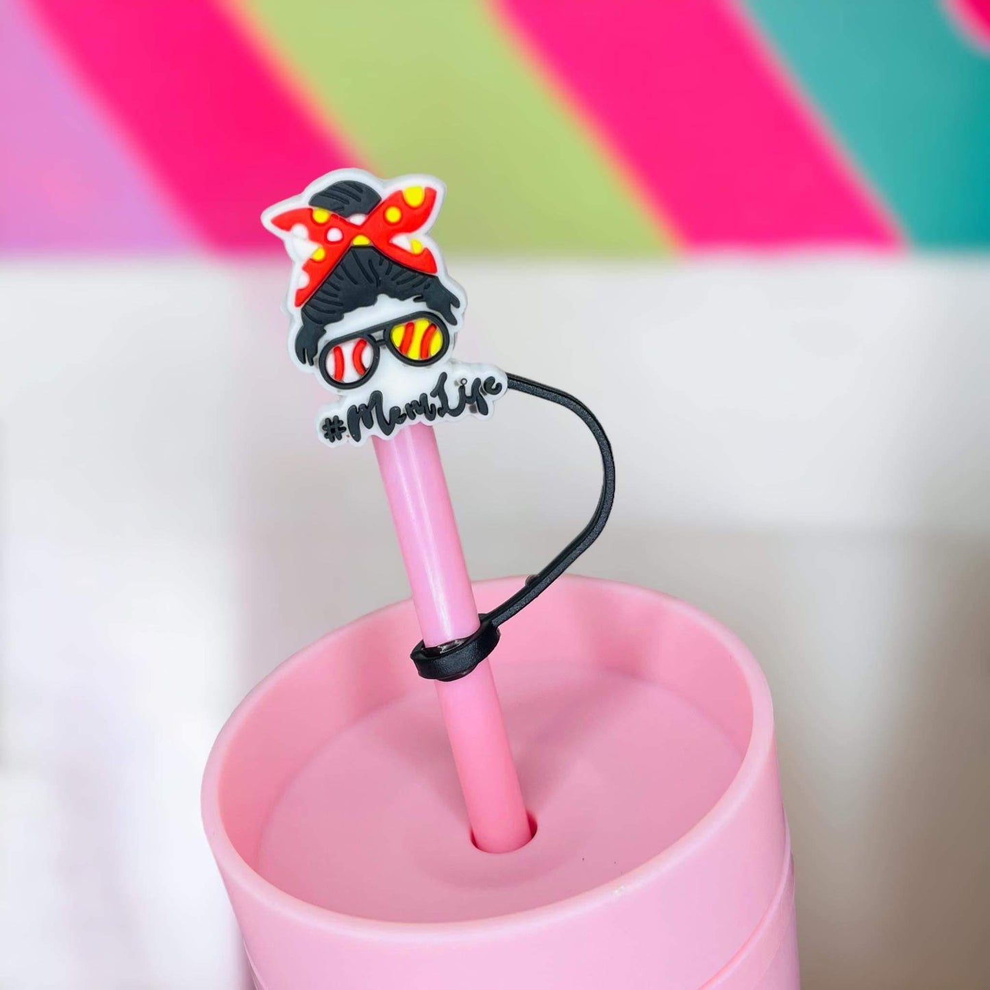 Softball Mom Life Straw Topper | Tumbler Accessories | Straw Cover | Fits 8mm/10mm Straws | Straw Topper