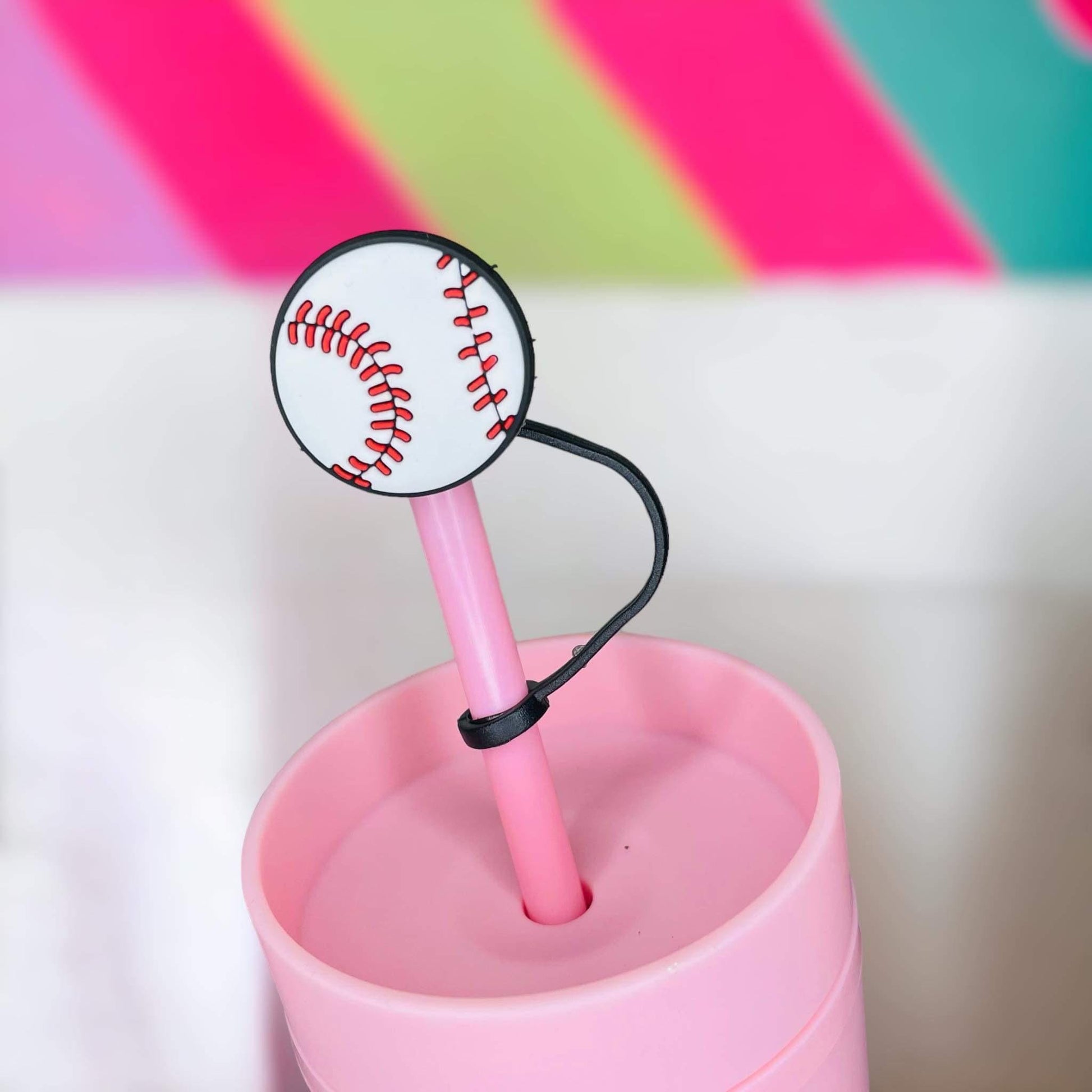 Baseball Straw Topper | Tumbler Accessories | Straw Cover | Fits 8mm/10mm Straws | Straw Topper